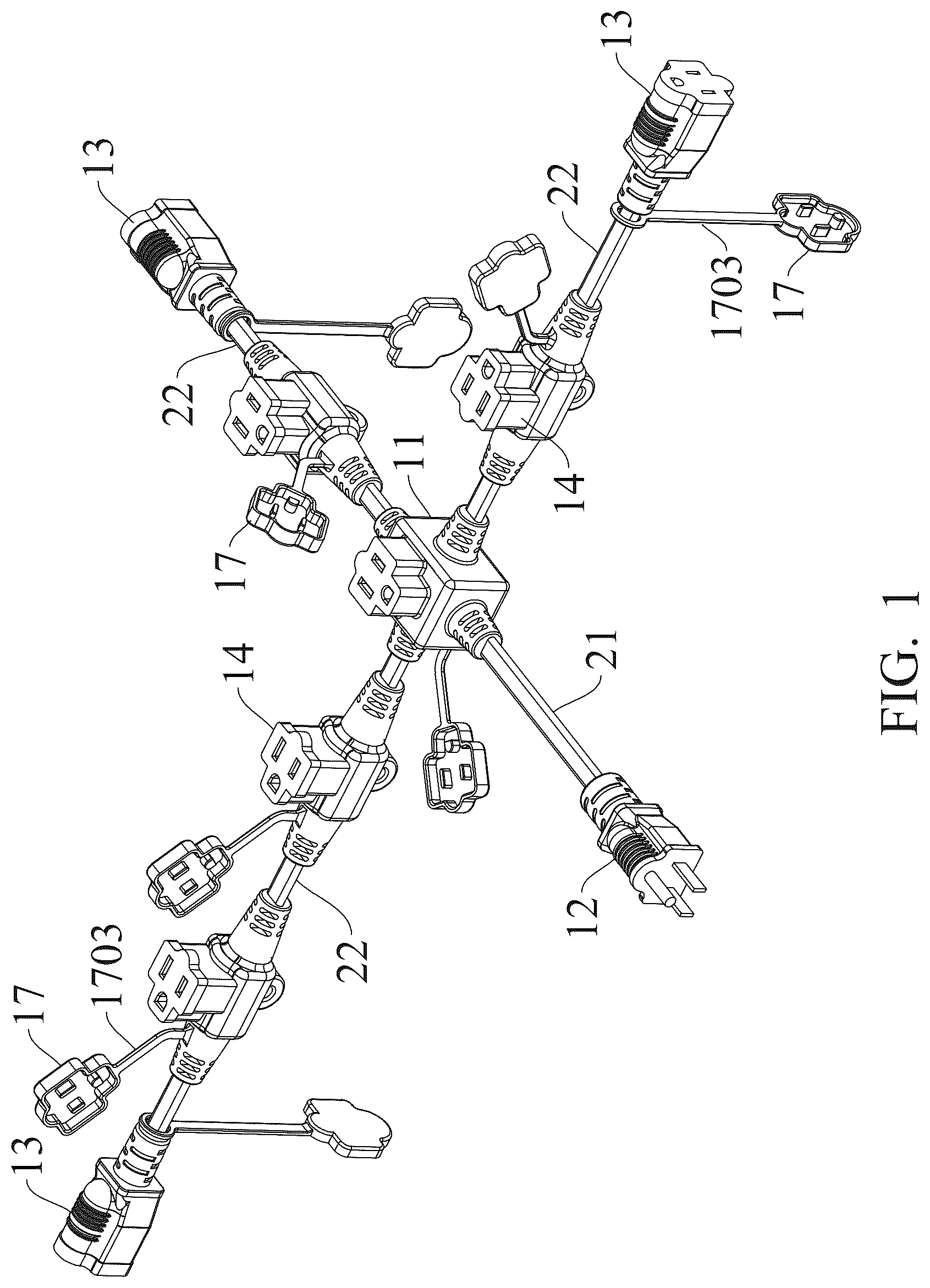 Patent US12316053 Figure 1 – Socket system with extension cord