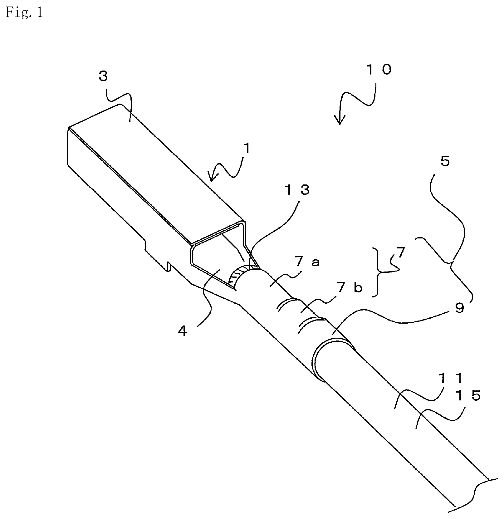 Patent US12316059 Figure 1 – Terminal-equipped electric wire, wiring harness, terminal, terminal crimper, and method for producing terminal-equipped electric wire