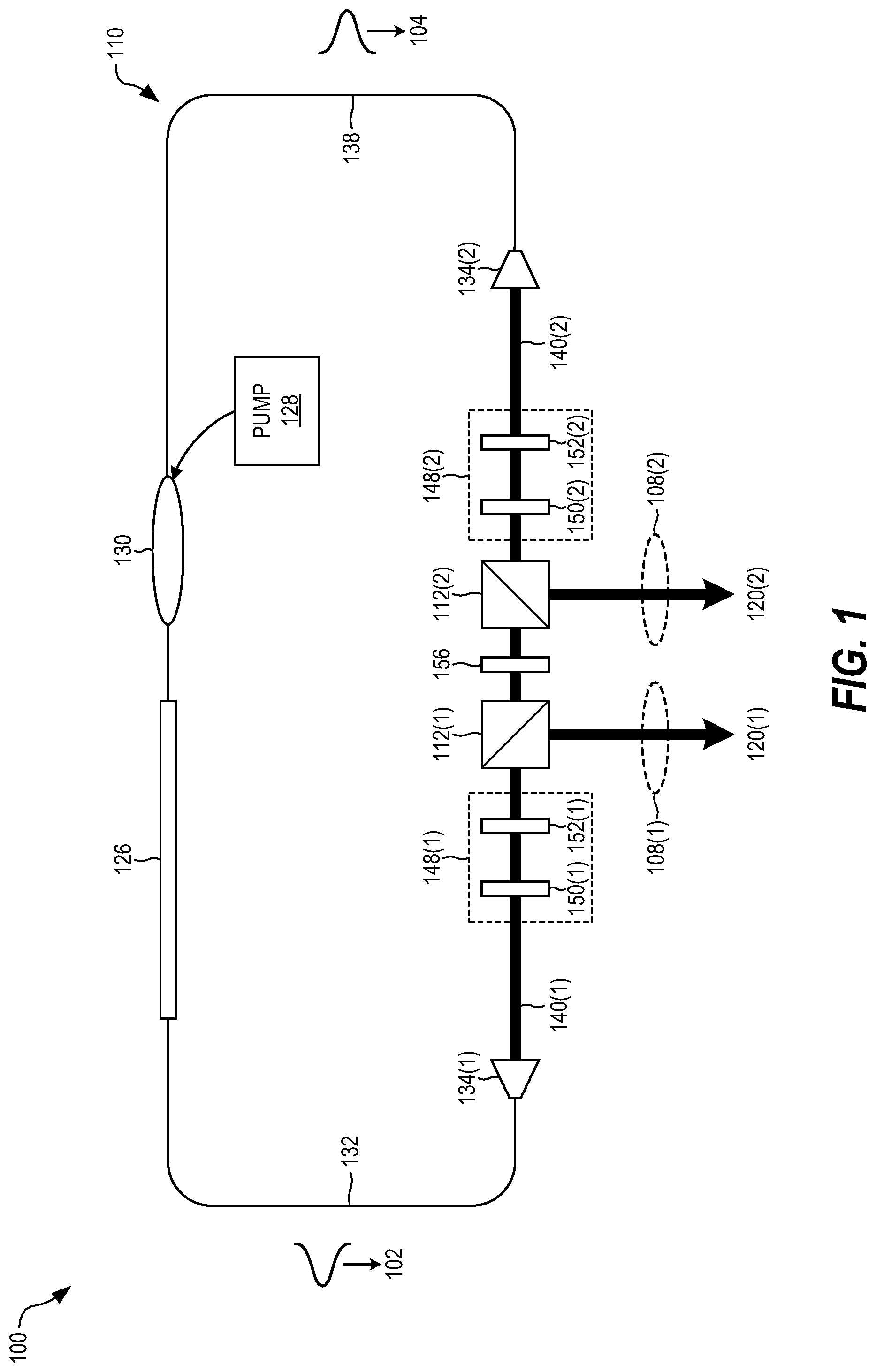Patent US12316065 Figure 1 – Self-seeding a bidirectional mode-locked laser