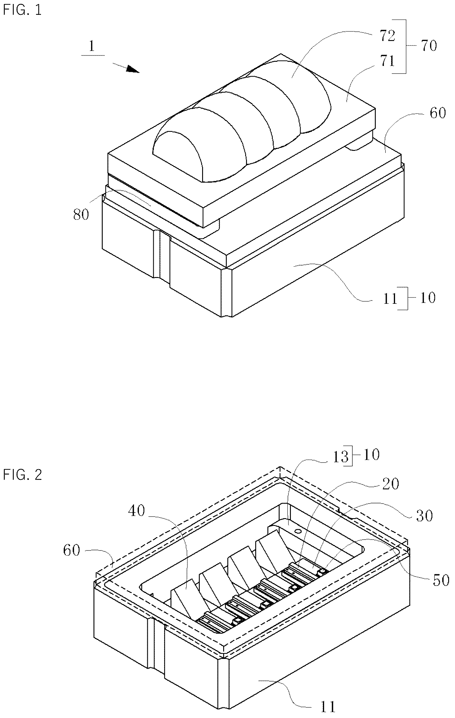 Patent US12316068 Figure 1 – Light emitting device including light-transmissive member and lens member