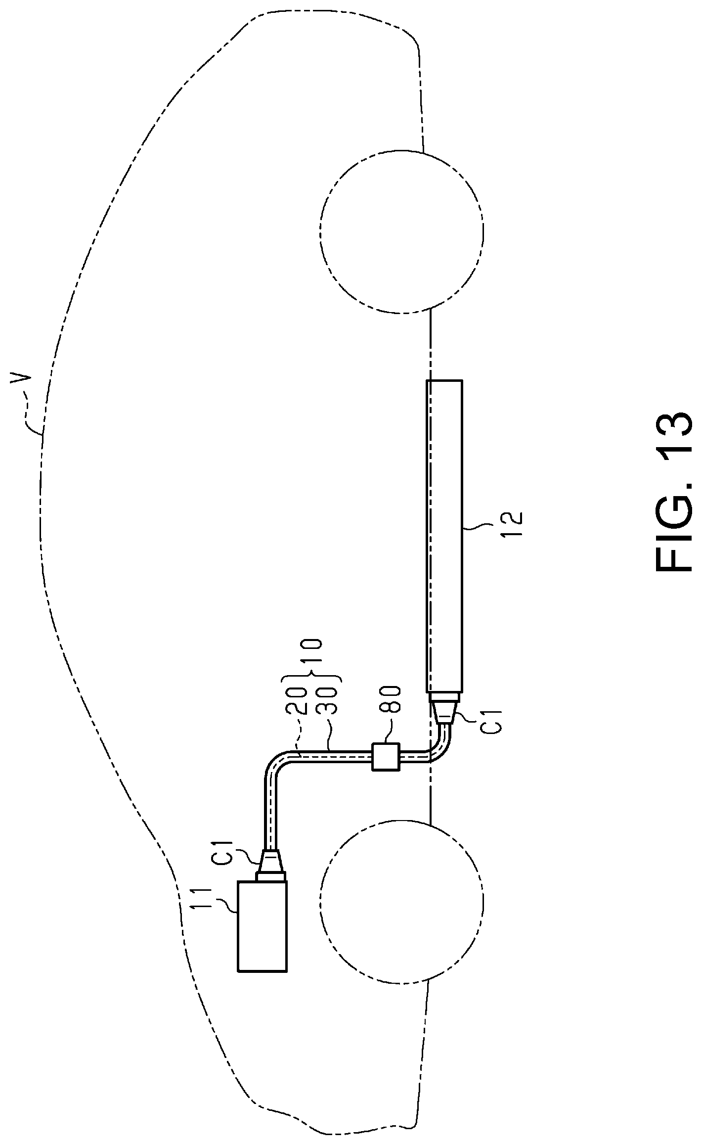 Patent US12316085 Figure 10 – Wire harness with fixing mechanism for electromagnetic wave absorbing member