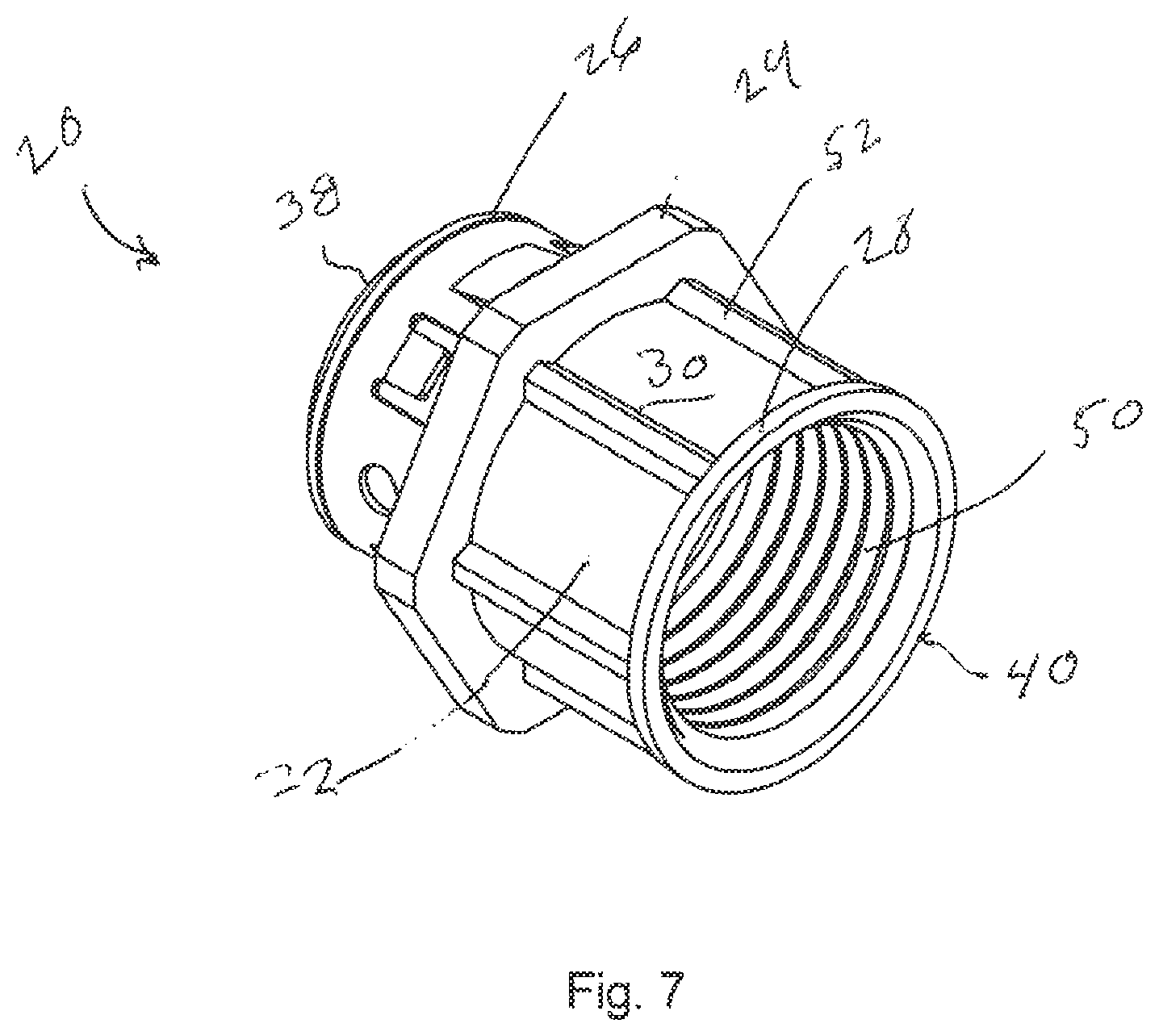 Patent US12316086 Figure 4 – Quick connect fitting for connecting any male threaded connector or raceway to an electrical box