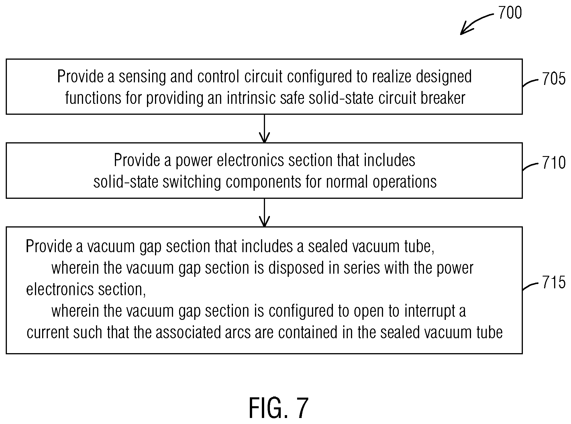 Patent US12316095 Figure 5 – Solid-state circuit breaker having a sealed vacuum gap section for providing an intrinsic safe operation