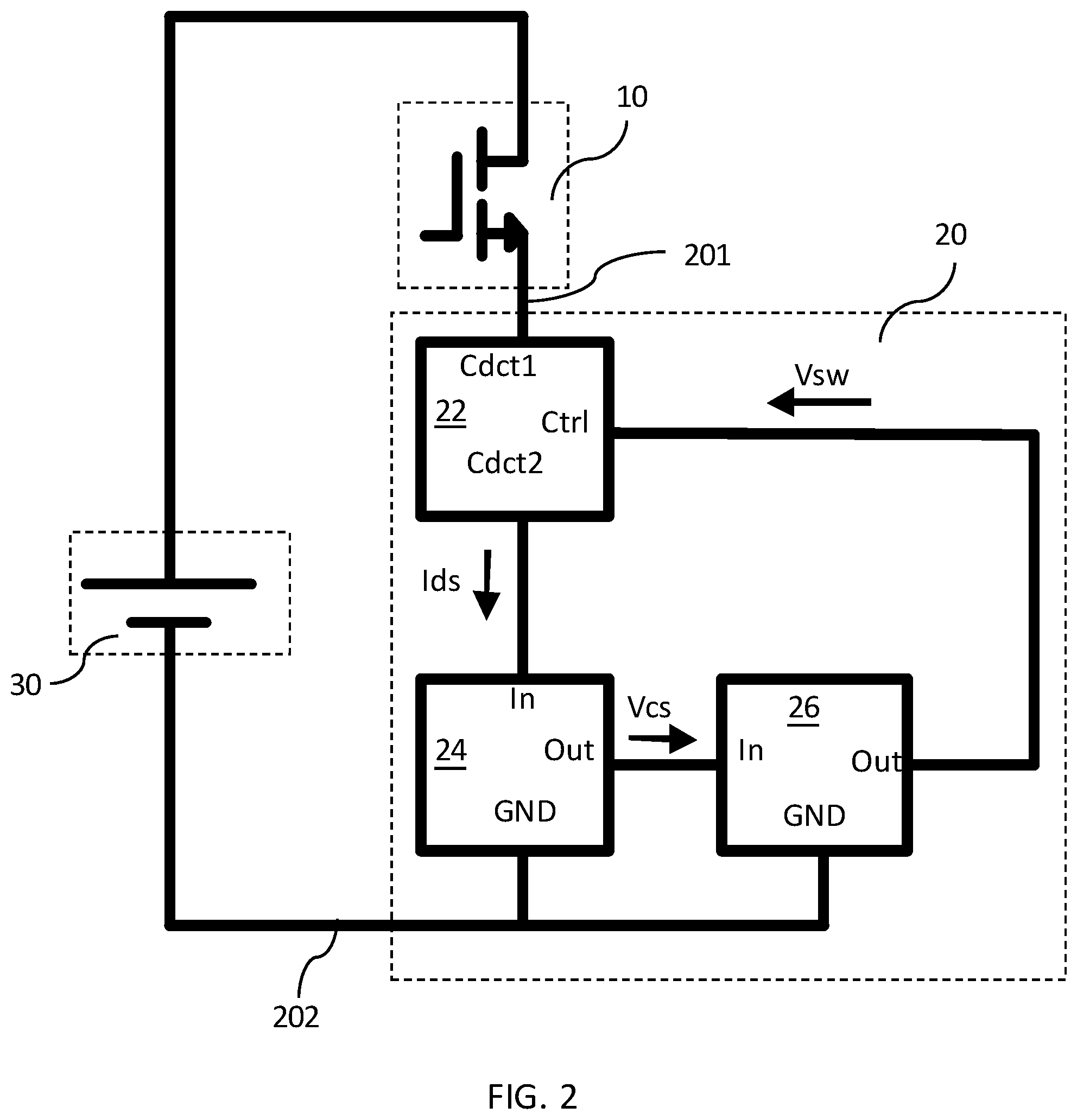 Patent US12316099 Figure 2 – Protection circuit for high temperature reverse bias test