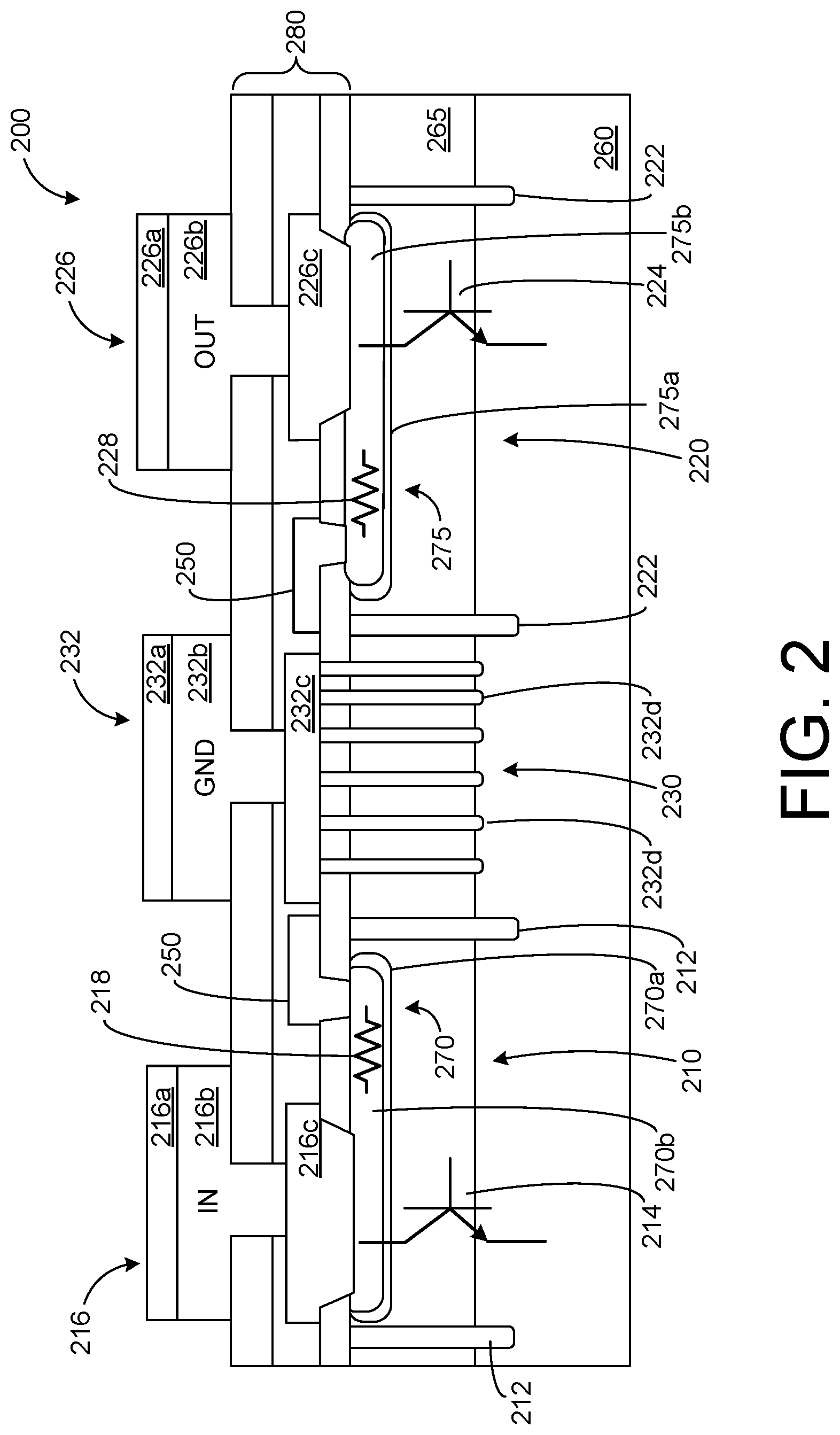 Patent US12316105 Figure 2 – Interference filter and electrostatic discharge / electrical surge protection circuit and device
