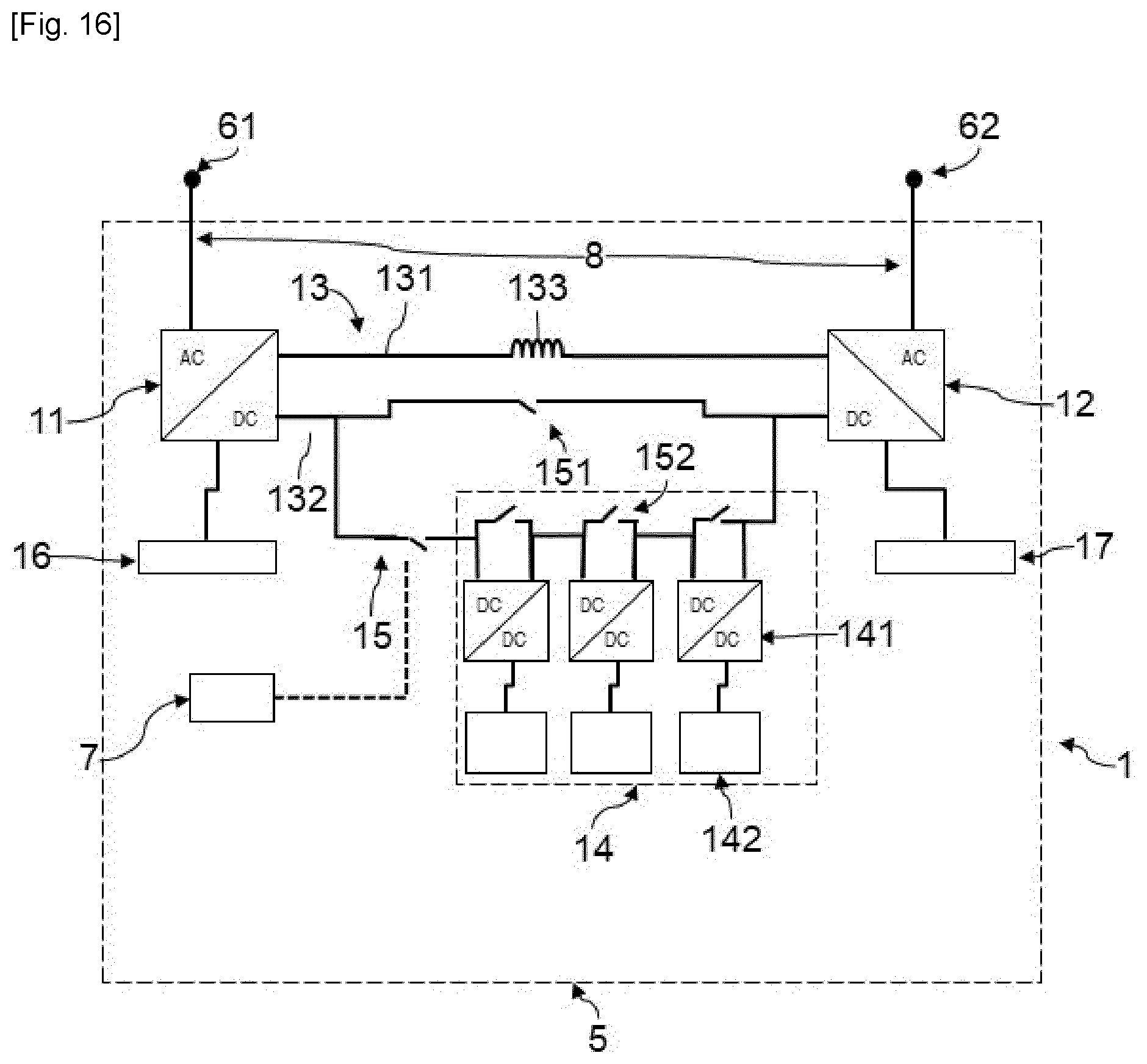 Patent US12316123 Figure 10 – Power transfer system between an AC network and a reversible hydraulic turbine
