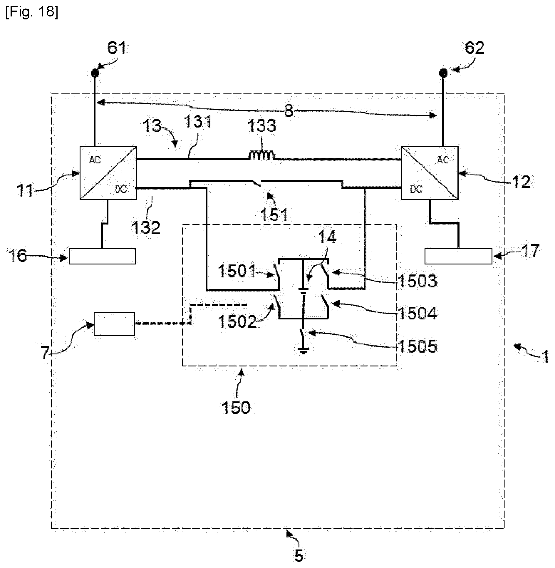 Patent US12316123 Figure 12 – Power transfer system between an AC network and a reversible hydraulic turbine