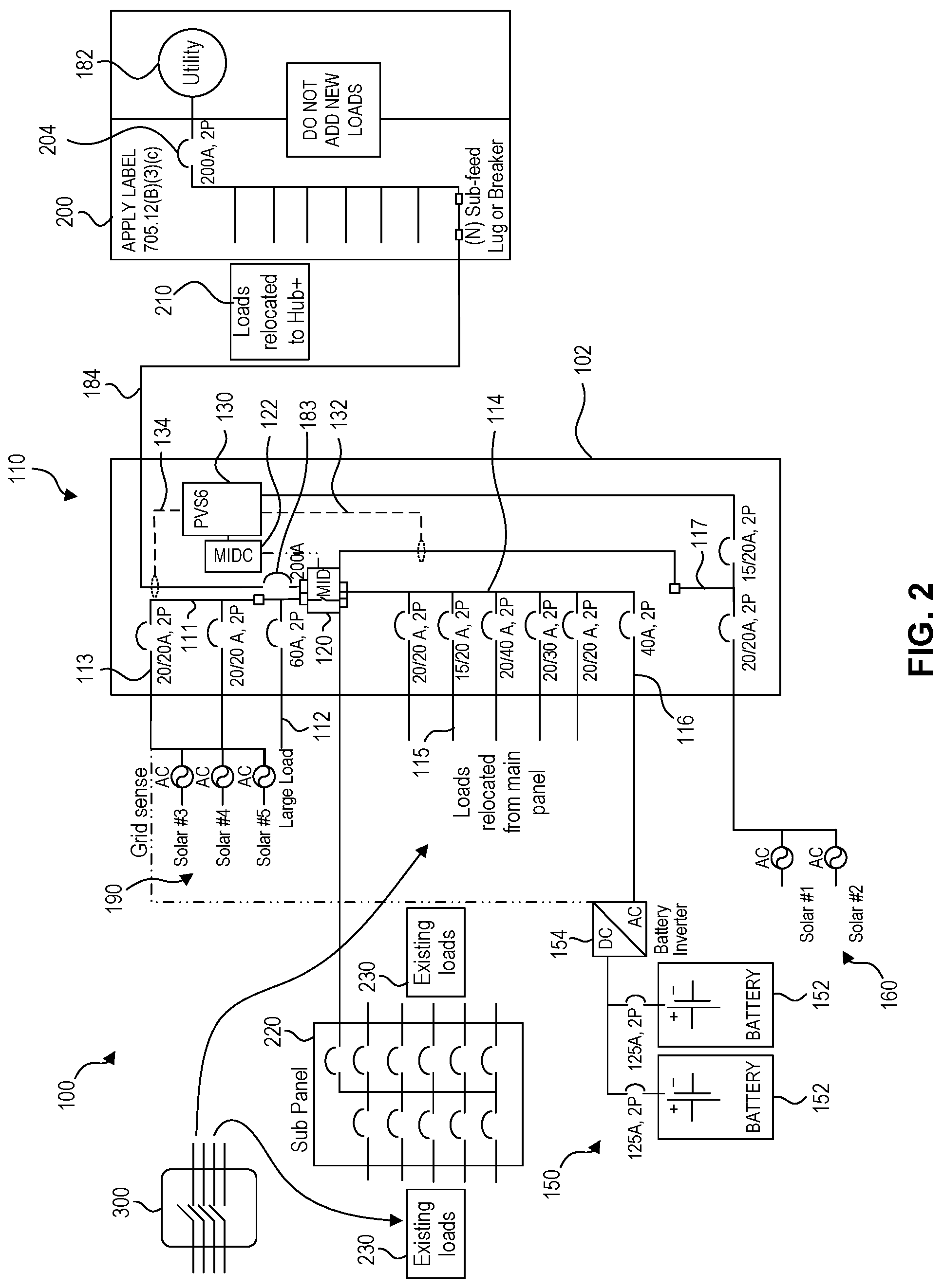 Patent US12316125 Figure 2 – Load control architecture of an energy control system