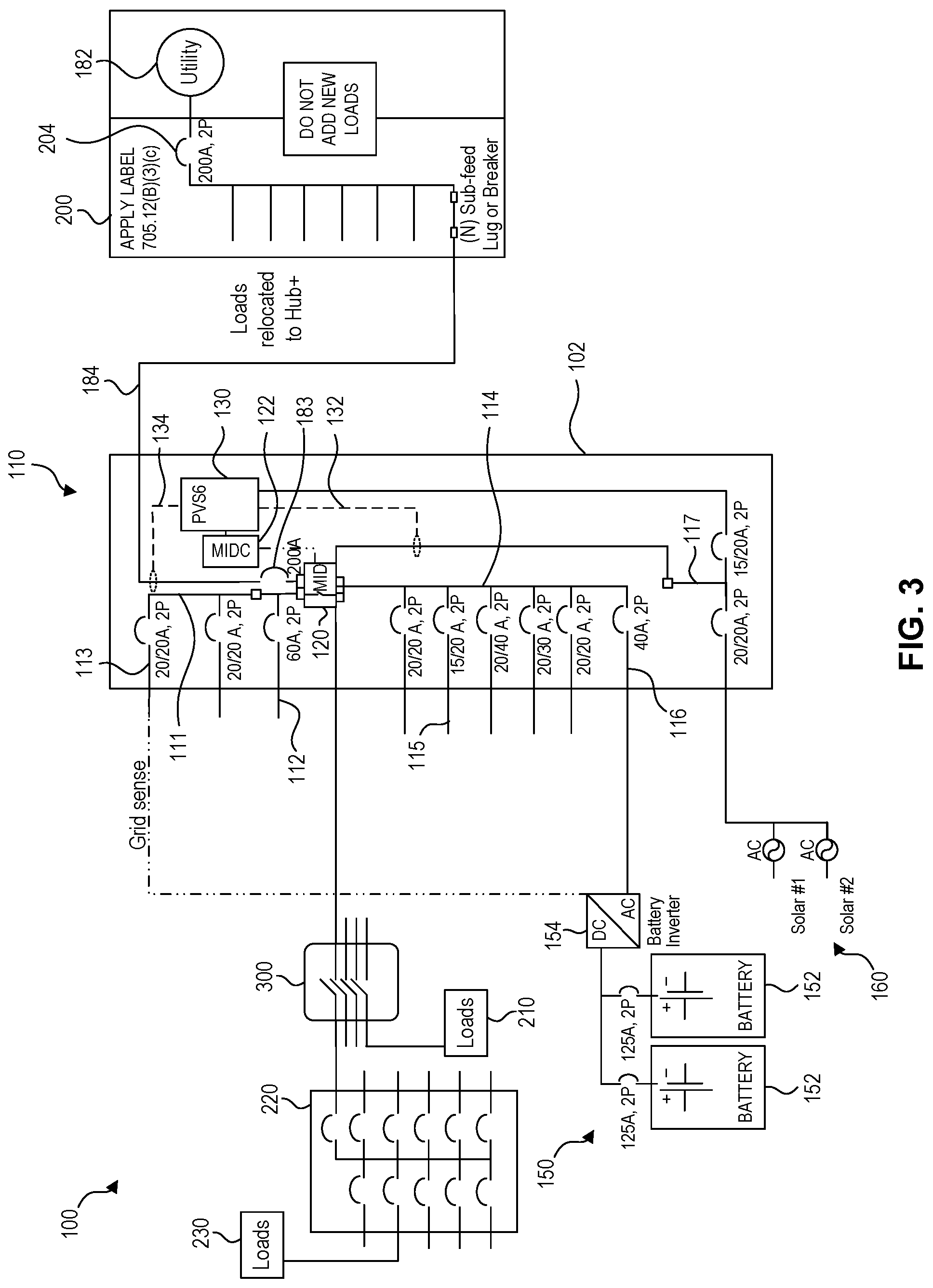 Patent US12316125 Figure 3 – Load control architecture of an energy control system