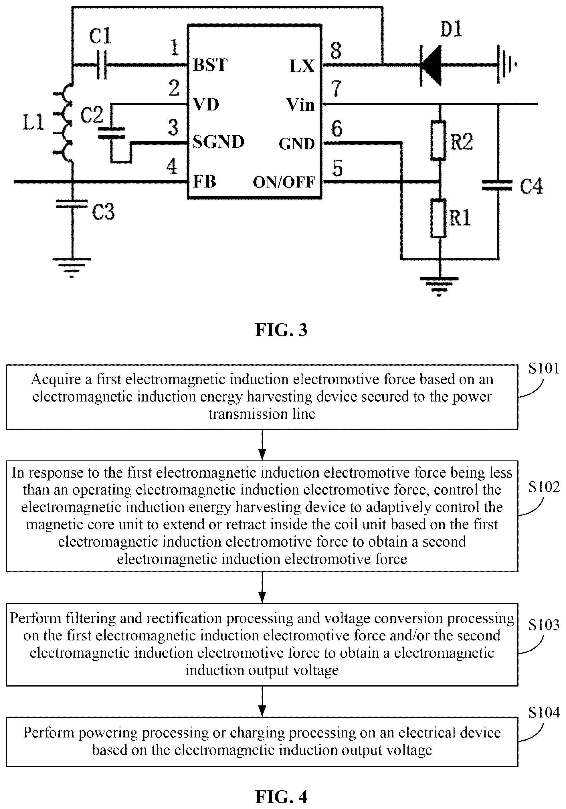 Patent US12316129 Figure 2 – Adaptive control electromagnetic induction energy harvesting method and system for a power transmission line