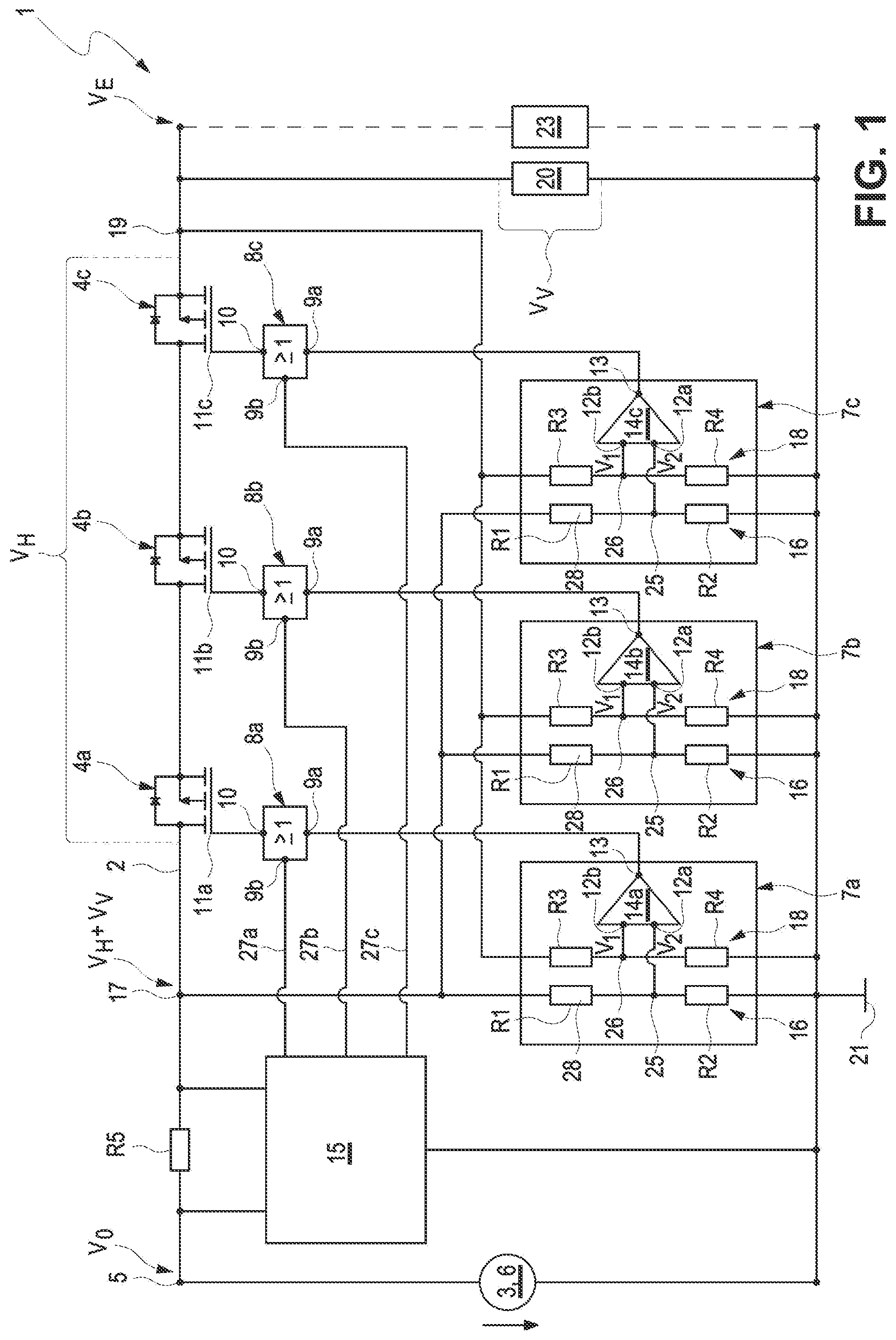 Patent US12316147 — Method for operating an electronic circuit arrangement for electrical current limiting in a potentially explosive area — Figure 1