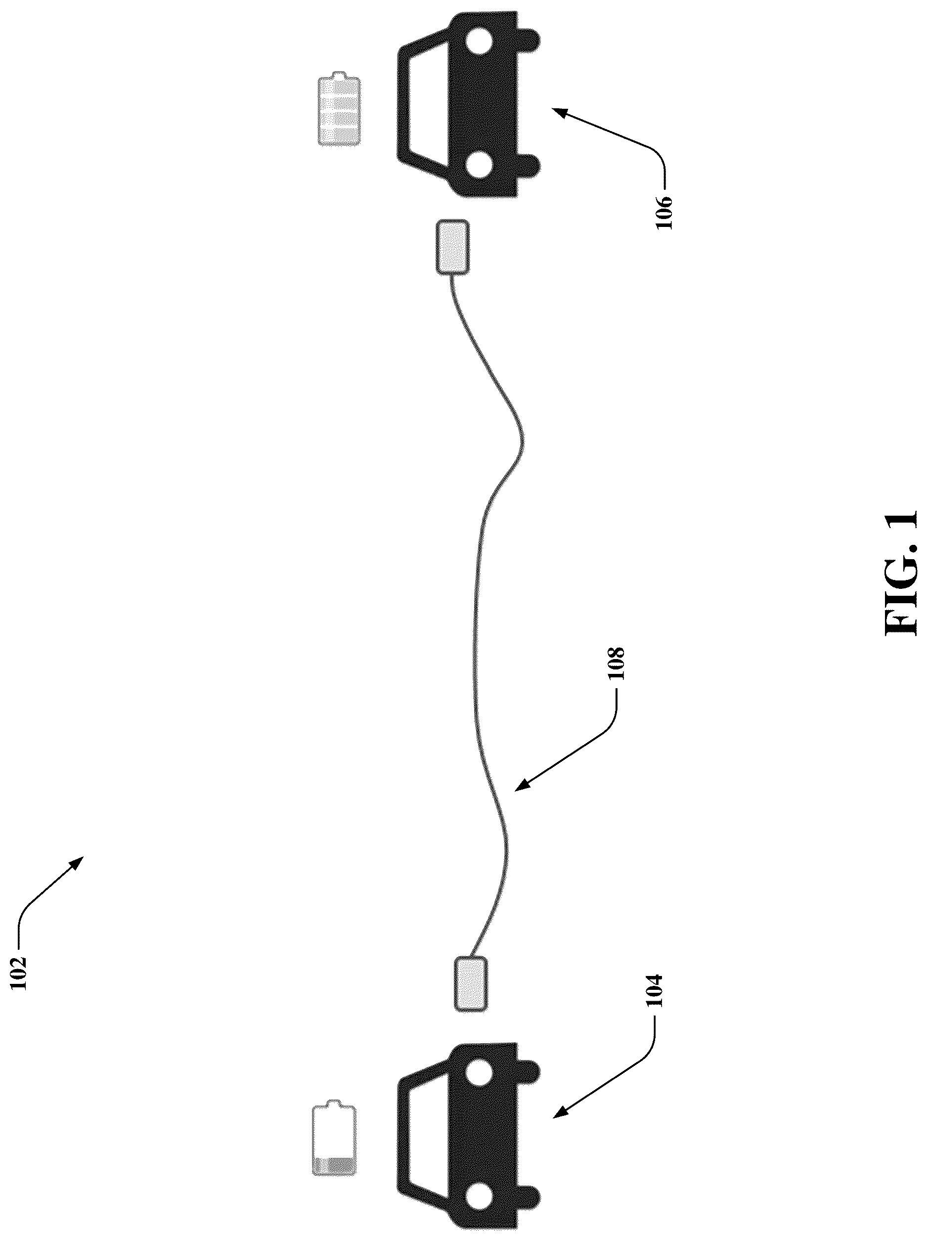 Patent US12316157 Figure 1 – Vehicle-to-vehicle charging