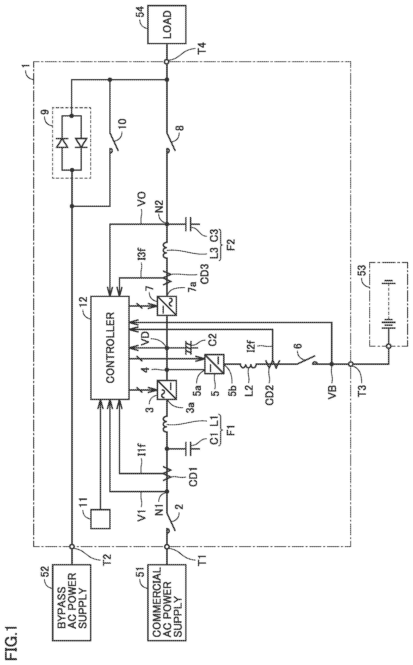 Patent US12316160 Figure 1 – Uninterruptible power supply apparatus