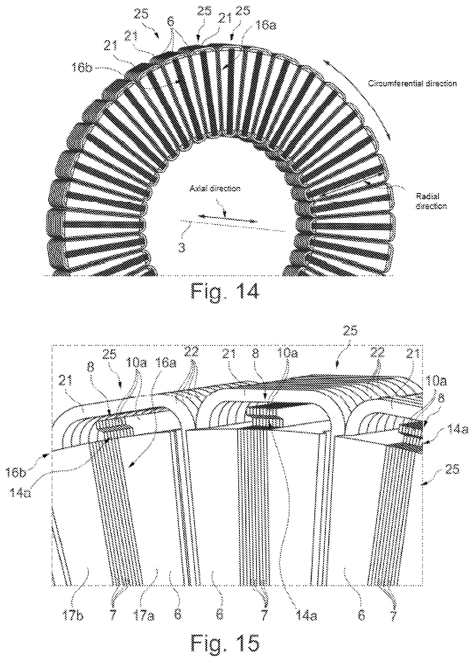 Patent US12316165 Figure 5 – Axial flux machine comprising mechanically fixed stator cores having radially extending sheet metal segments