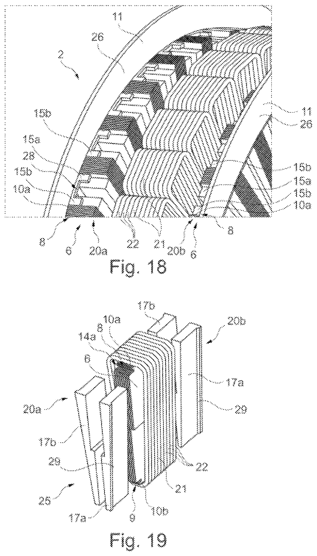 Patent US12316165 Figure 7 – Axial flux machine comprising mechanically fixed stator cores having radially extending sheet metal segments