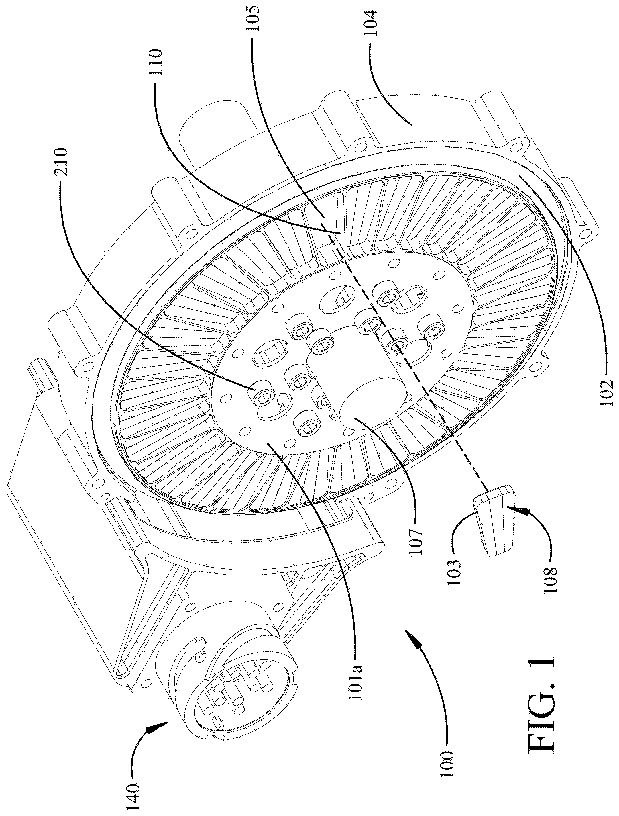 Patent US12316179 Figure 1 – Fault-tolerant axial-gap permanent-magnet electric machine