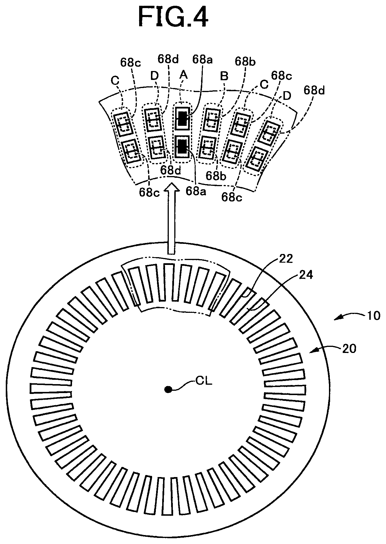 Patent US12316181 Figure 4 – Stator for rotary electric machine