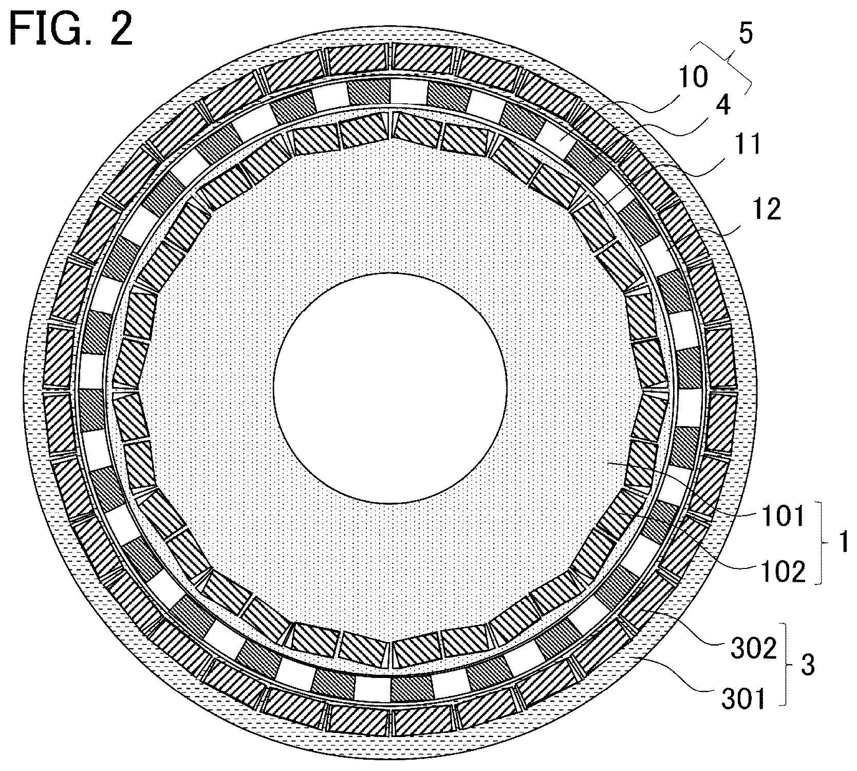 Patent US12316189 Figure 2 – Magnetic flux modulation type magnetic gear