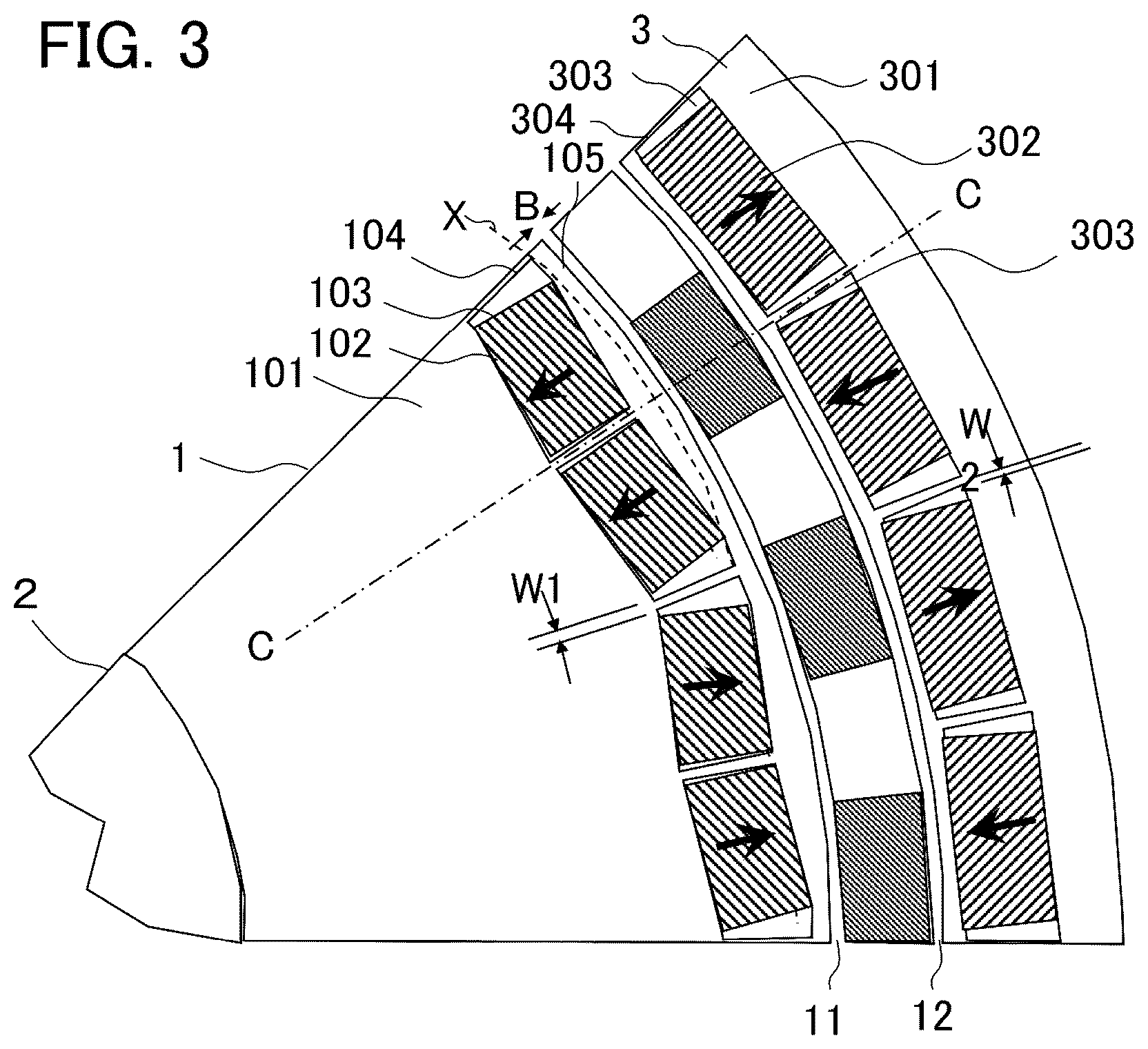 Patent US12316189 Figure 3 – Magnetic flux modulation type magnetic gear