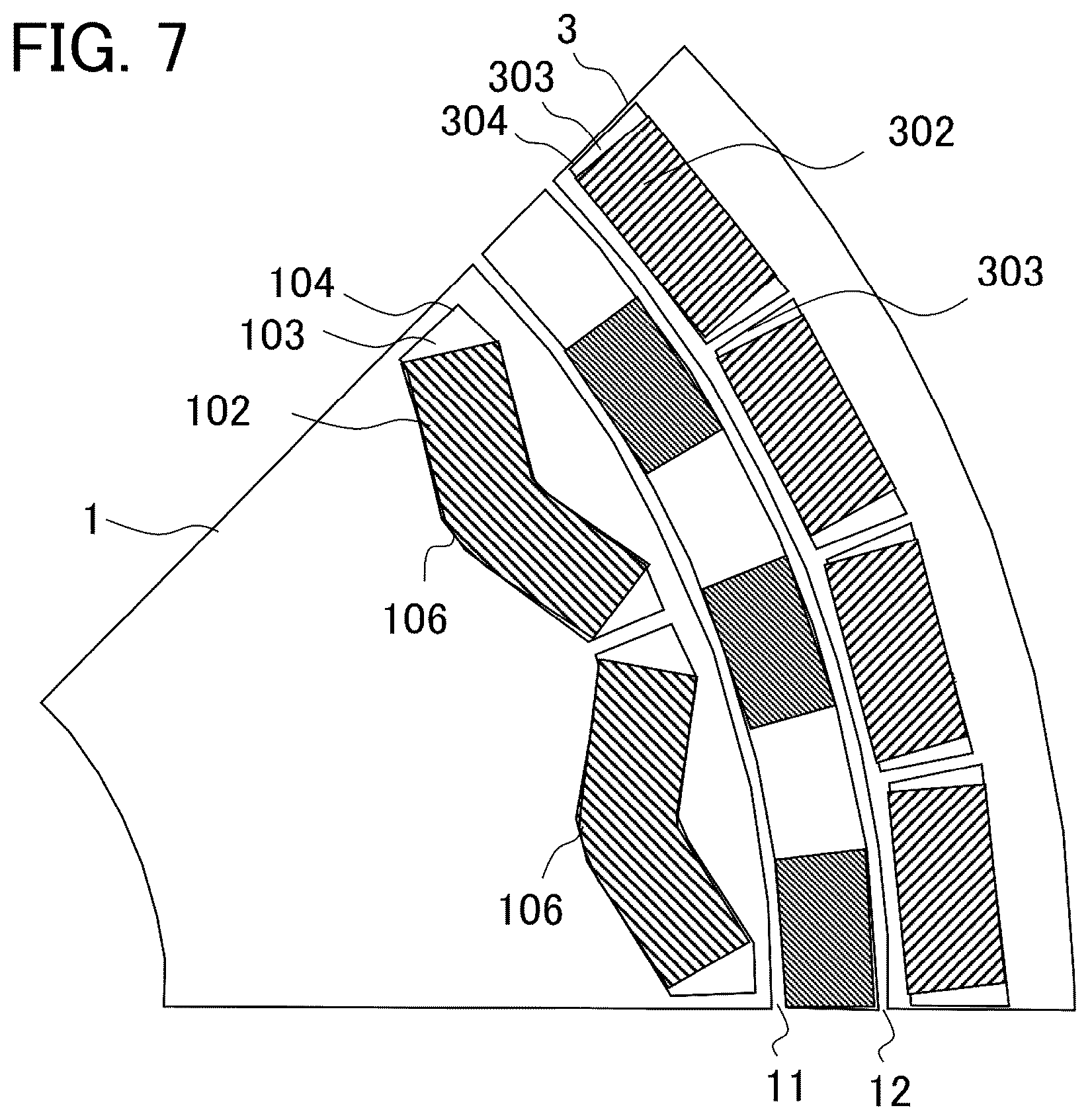 Patent US12316189 Figure 7 – Magnetic flux modulation type magnetic gear