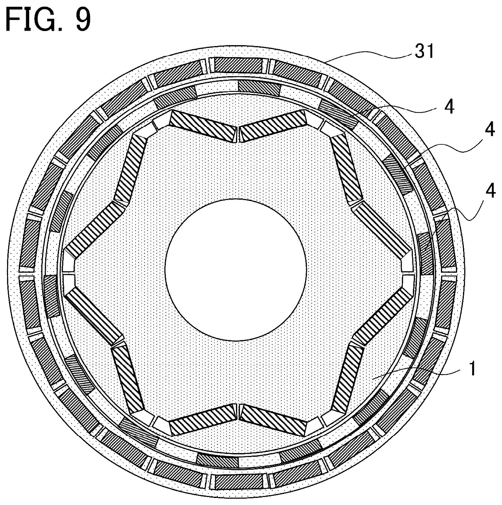 Patent US12316189 Figure 9 – Magnetic flux modulation type magnetic gear