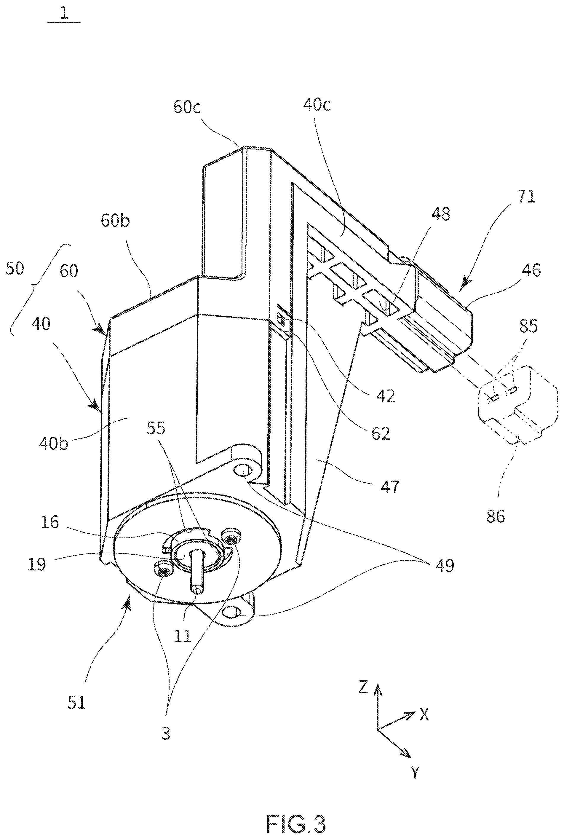 Patent US12316193 Figure 3 – Rotary apparatus, attaching structure of rotary apparatus, and connecting structure of rotary apparatus and external connector