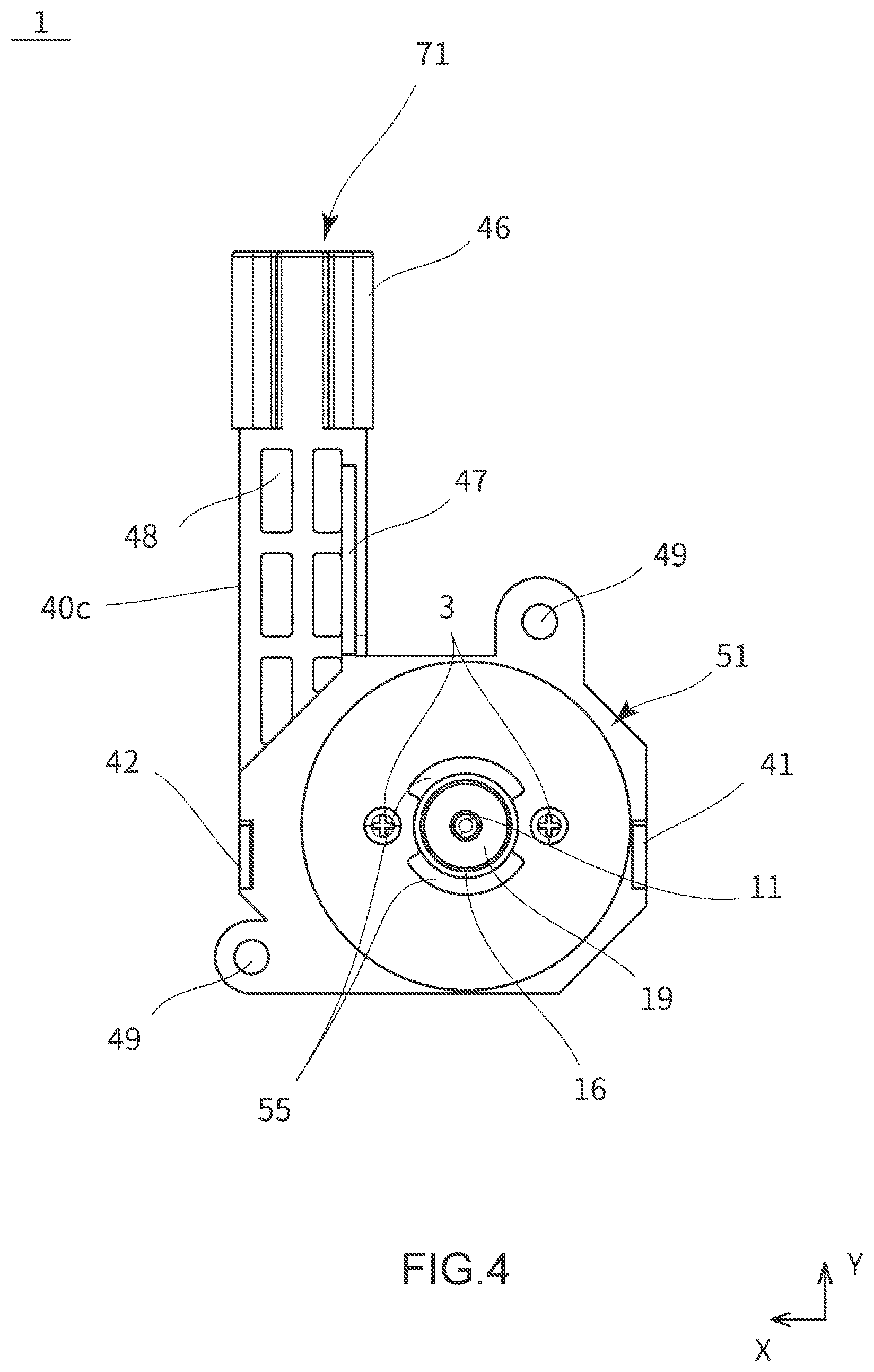 Patent US12316193 Figure 4 – Rotary apparatus, attaching structure of rotary apparatus, and connecting structure of rotary apparatus and external connector