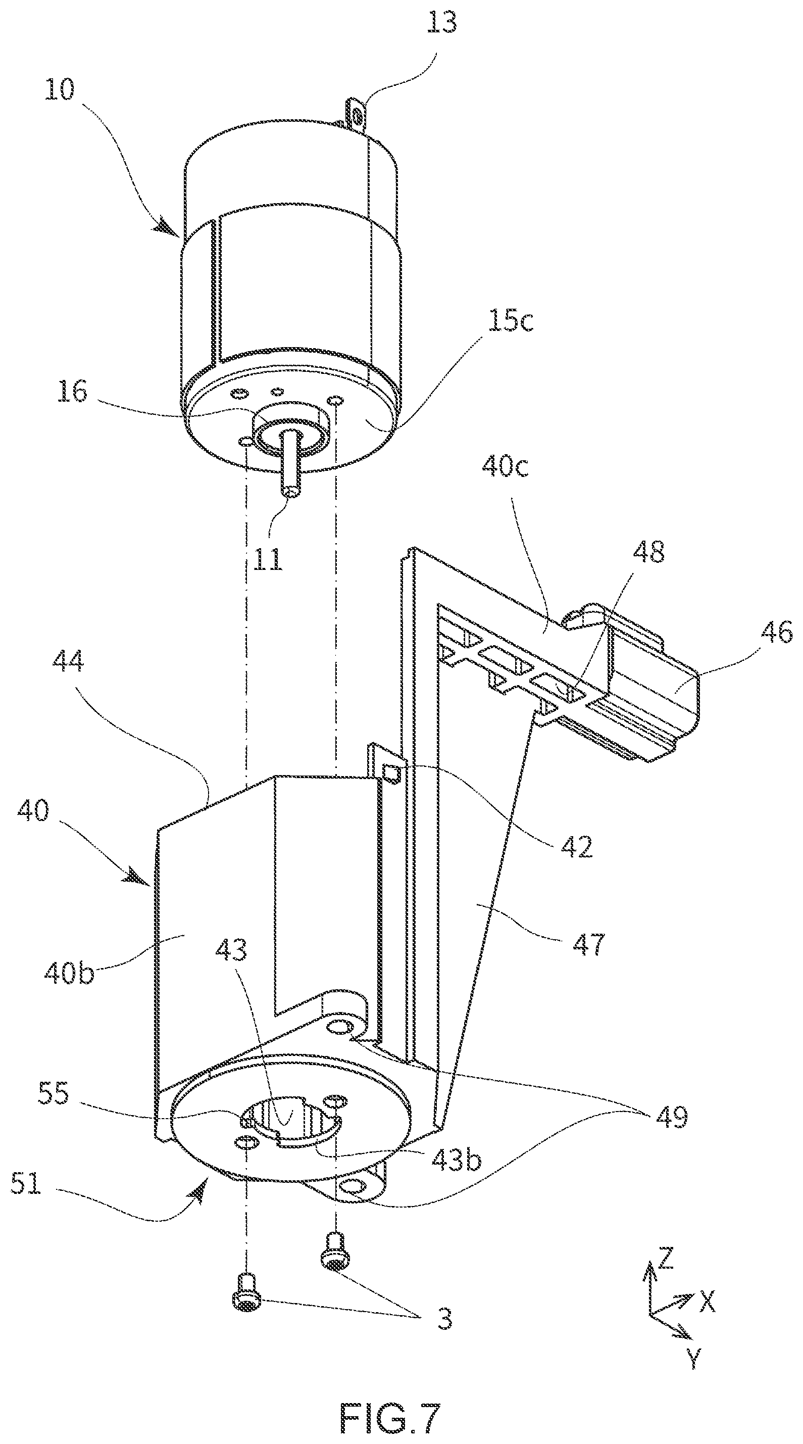 Patent US12316193 Figure 7 – Rotary apparatus, attaching structure of rotary apparatus, and connecting structure of rotary apparatus and external connector