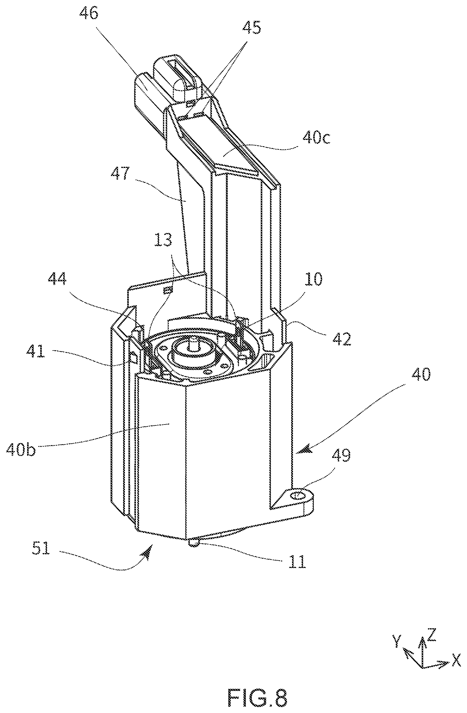 Patent US12316193 Figure 8 – Rotary apparatus, attaching structure of rotary apparatus, and connecting structure of rotary apparatus and external connector