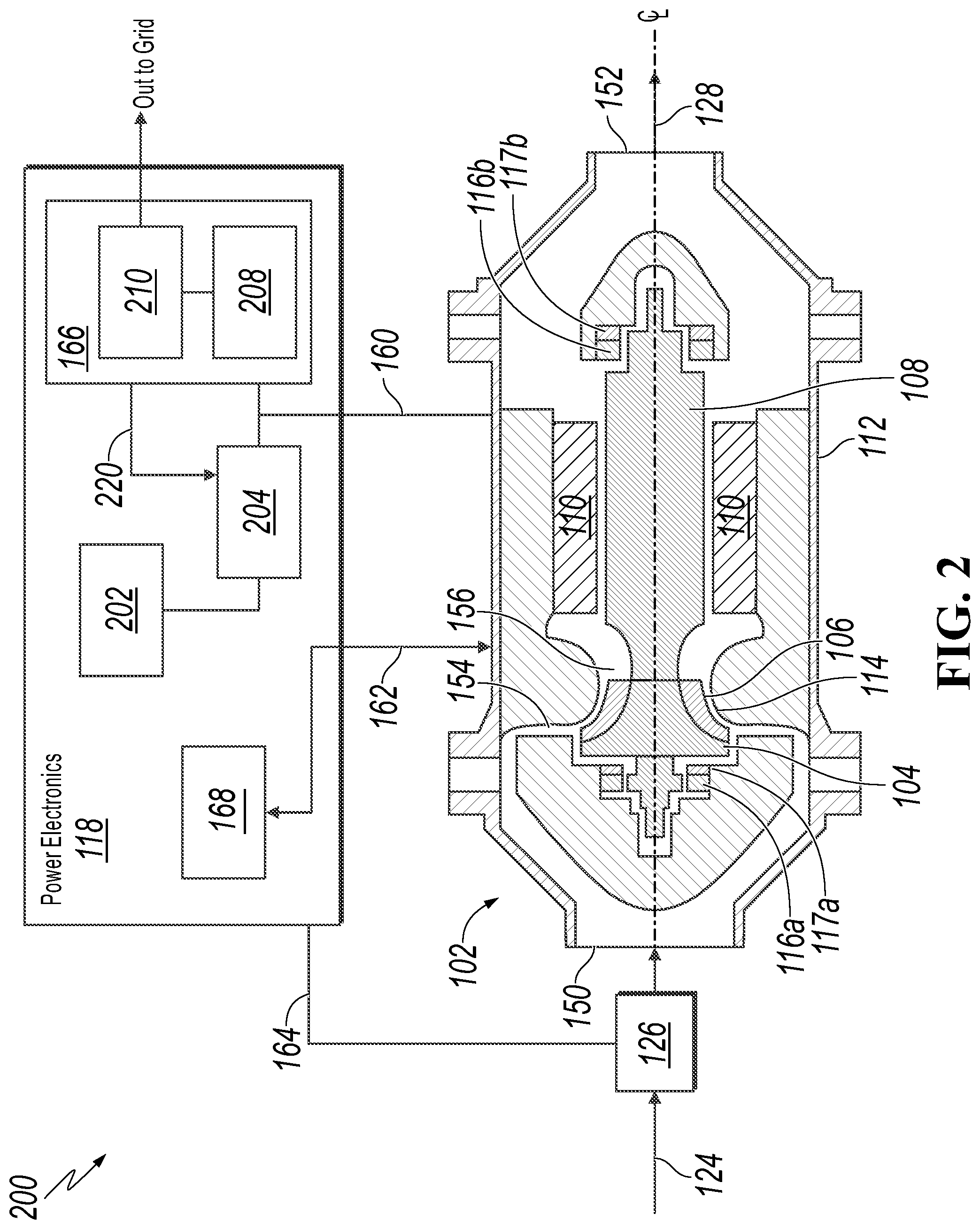 Patent US12316197 Figure 2 – Brake resistor design for controlling rotor speed during generator shutdown sequence