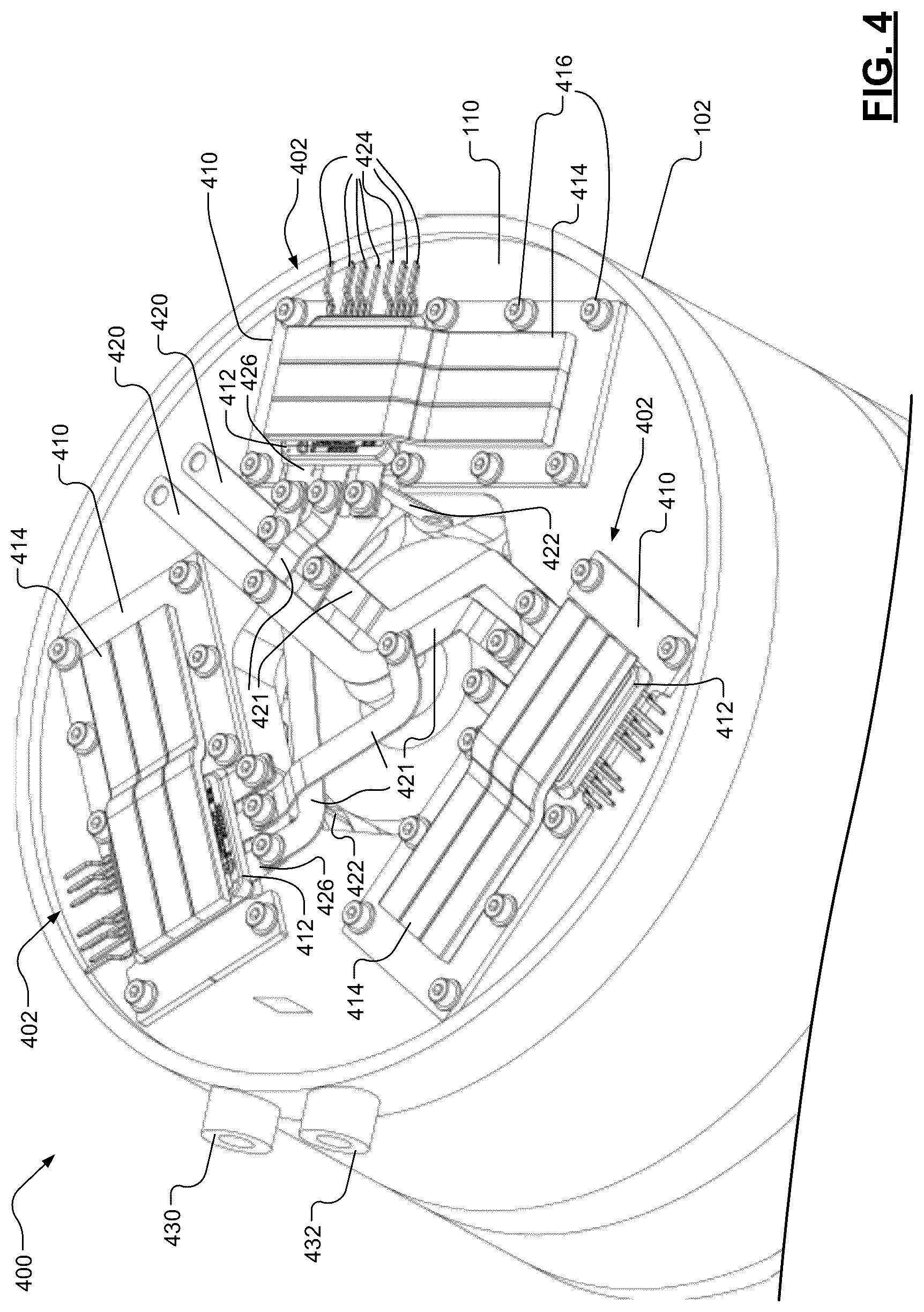 Patent US12316203 Figure 4 – Axial flux motor assemblies with integrated power electronics and double-sided cooling
