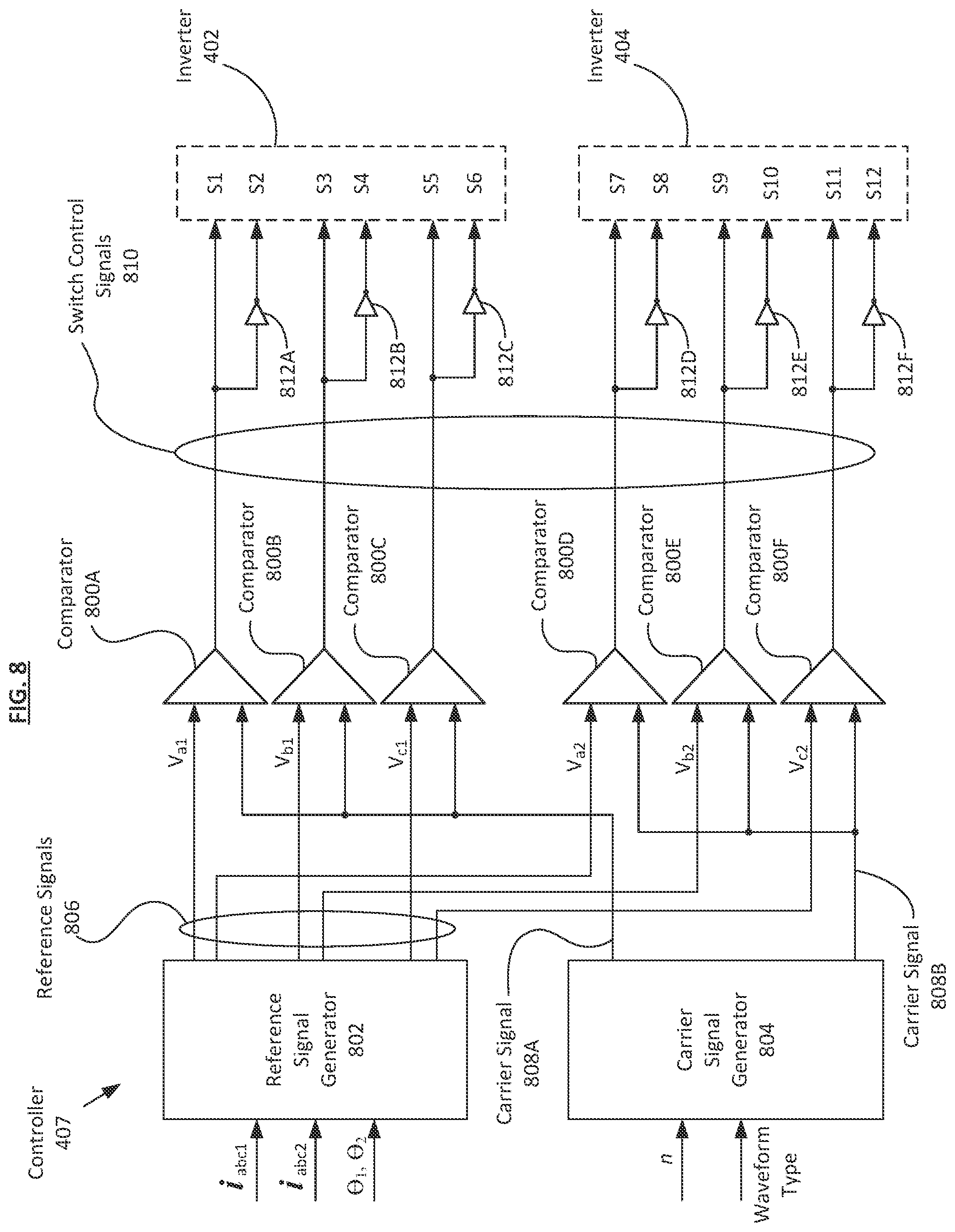 Patent US12316211 Figure 8 – Synchronized multi-inverter system with reduced ripple current in DC link