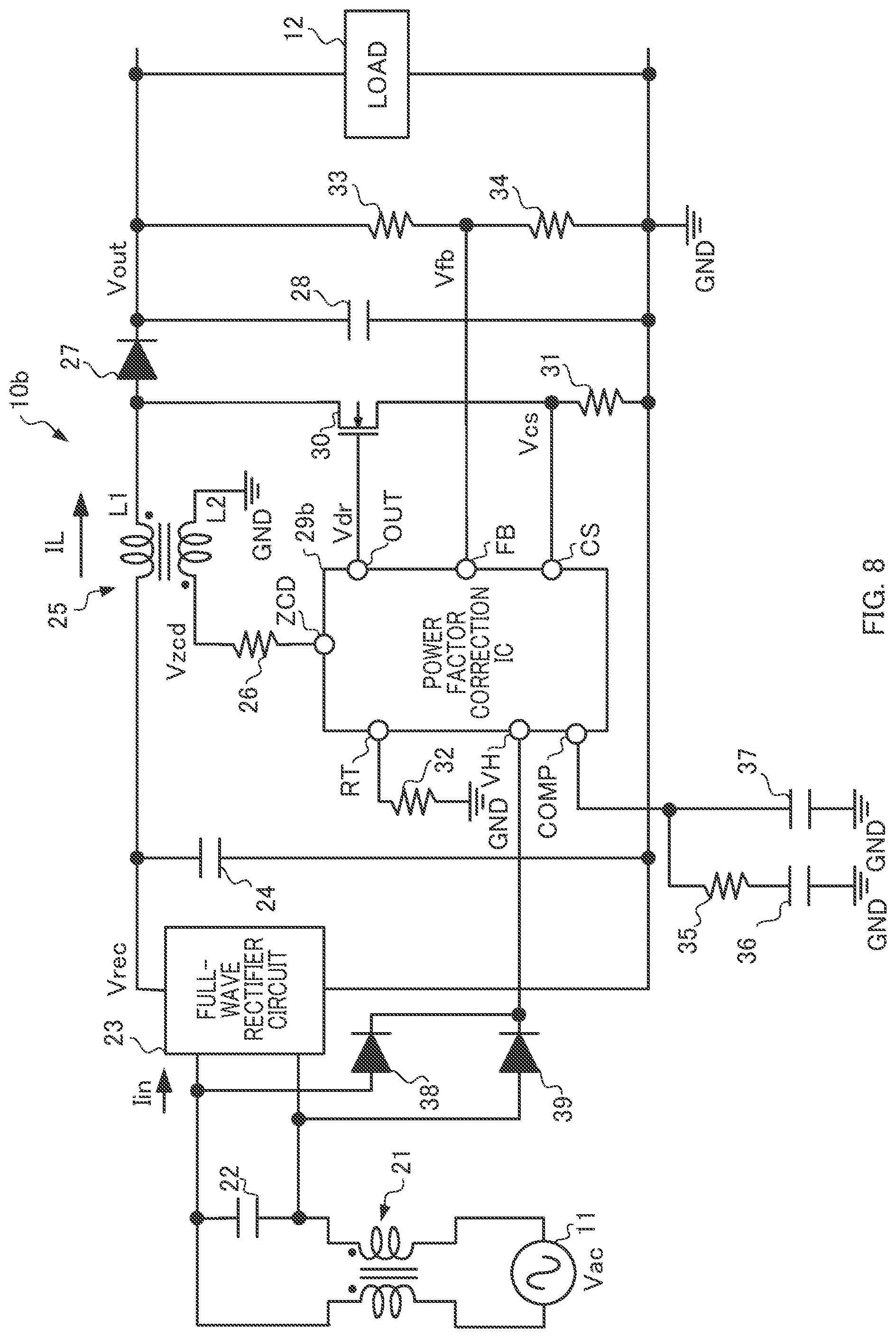 Patent US12316215 Figure 8 – Integrated circuit having amplitude-based switching control and power supply circuit containing the same