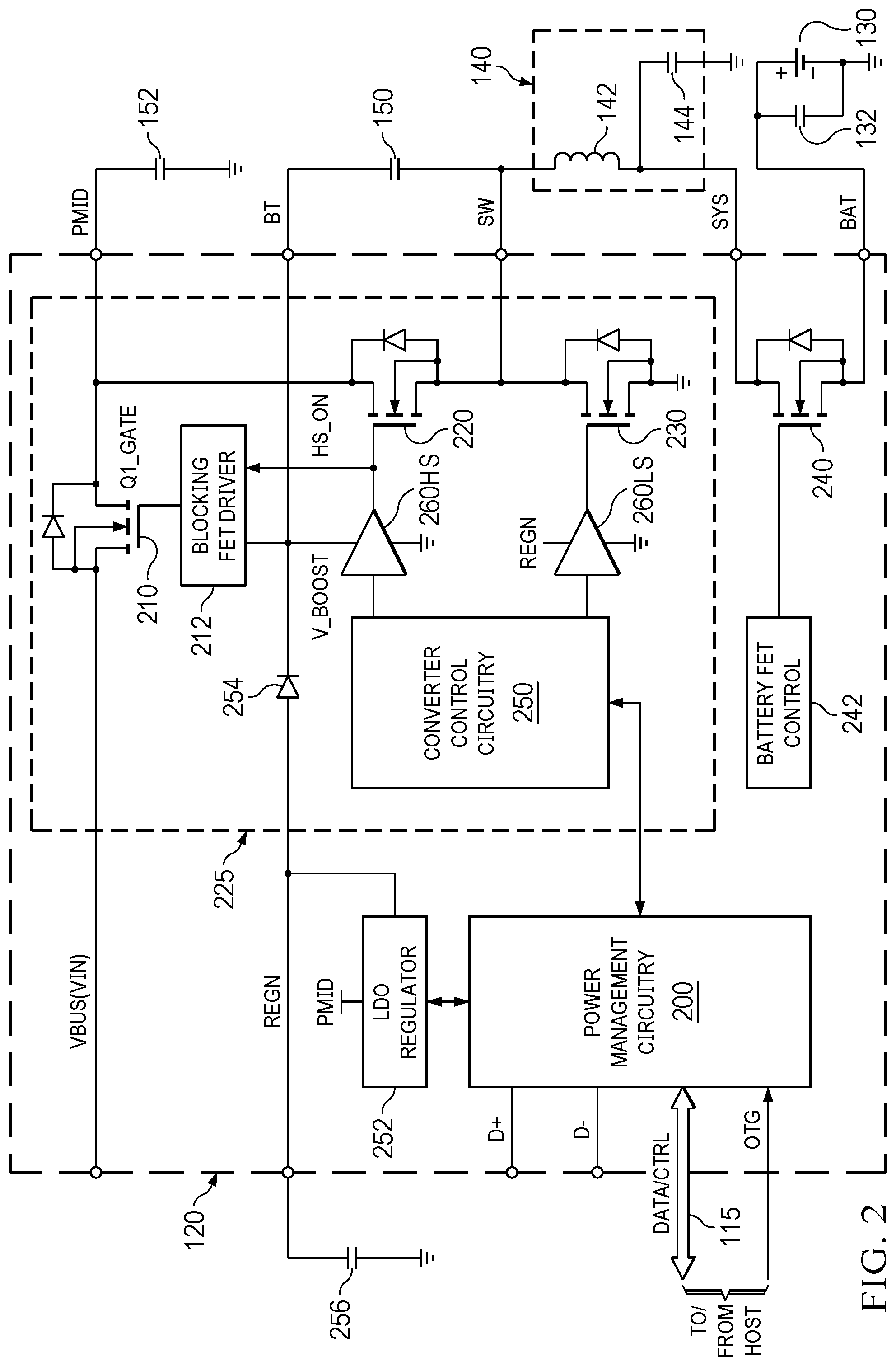 Patent US12316225 Figure 2 – Blocking and startup transistor control in voltage converters