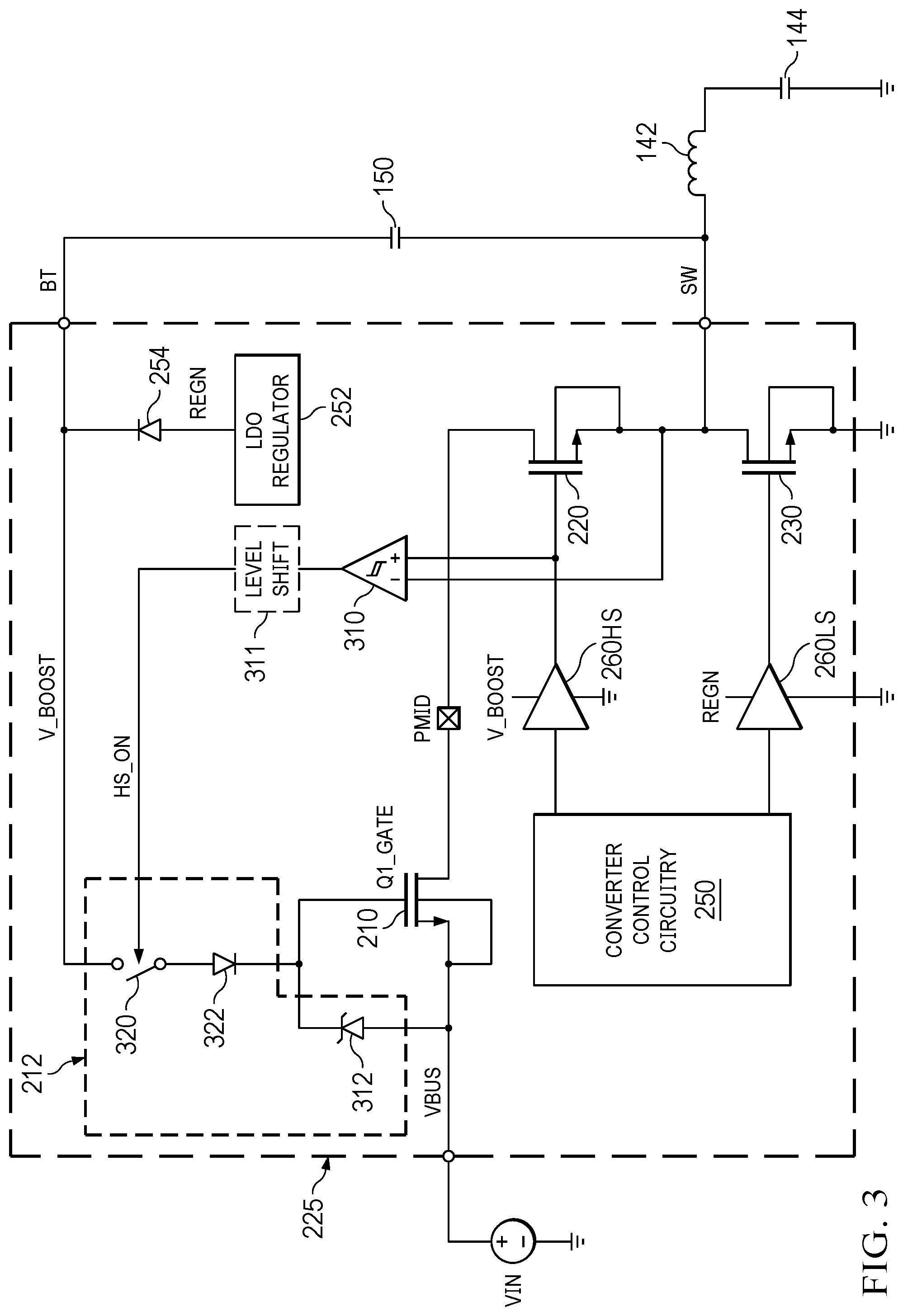 Patent US12316225 Figure 3 – Blocking and startup transistor control in voltage converters