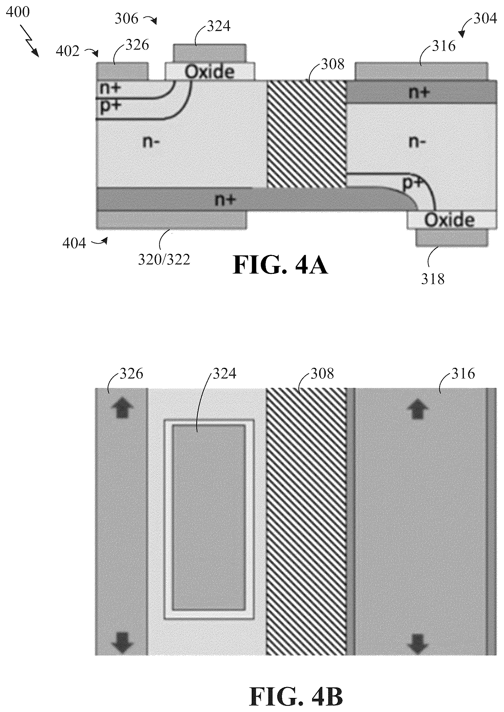 Patent US12316231 Figure 4 – Monolithic half-bridge die