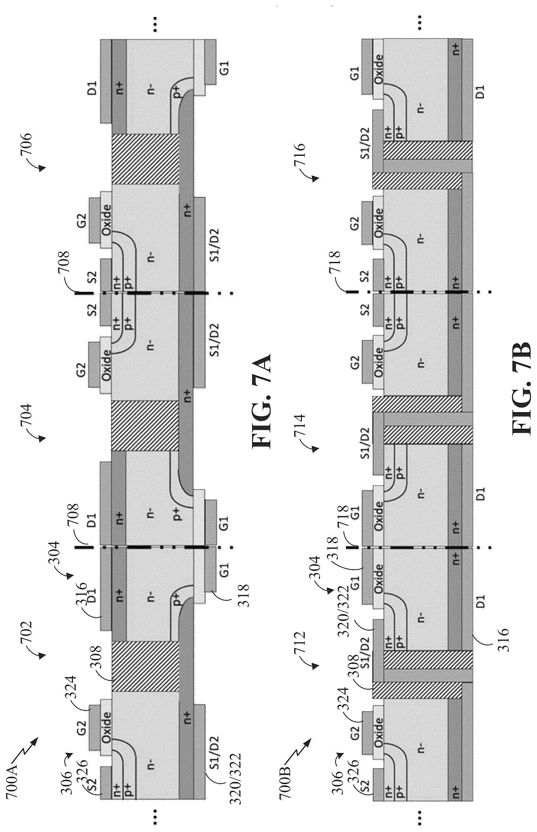 Patent US12316231 Figure 7 – Monolithic half-bridge die
