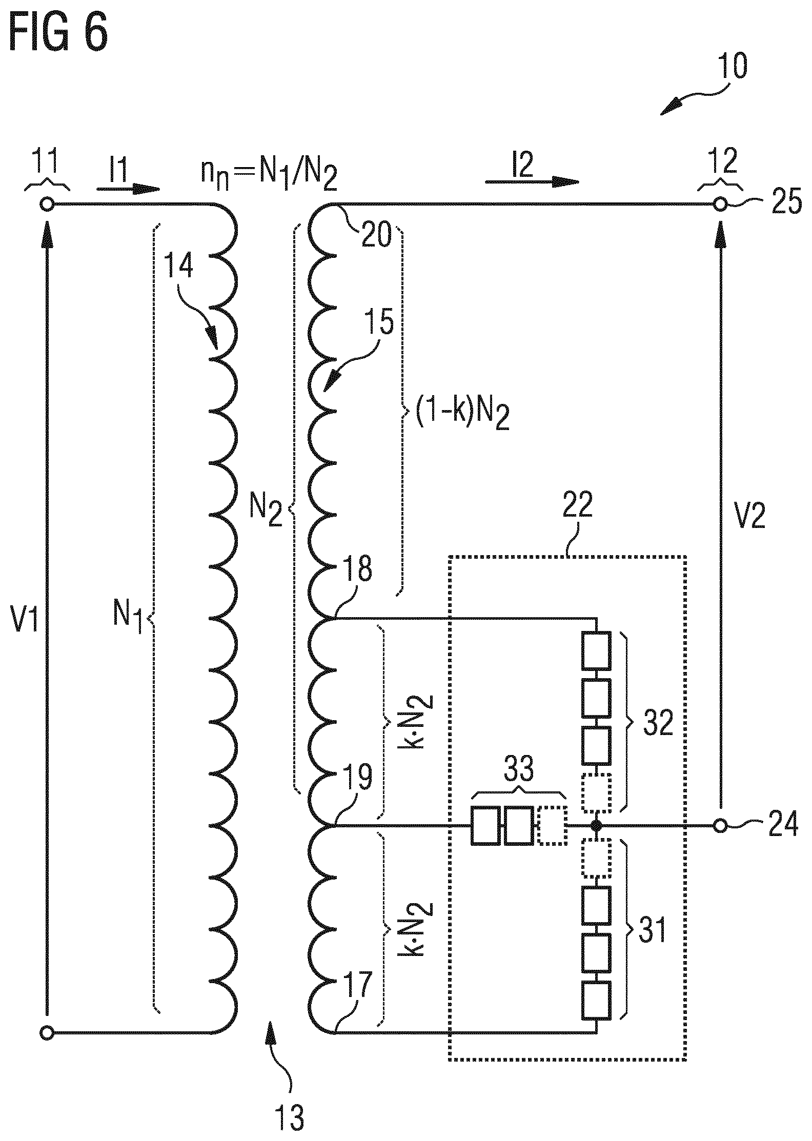 Patent US12316235 Figure 5 – Transformer arrangement and method for voltage conversion including a transformer and a converter coupling
