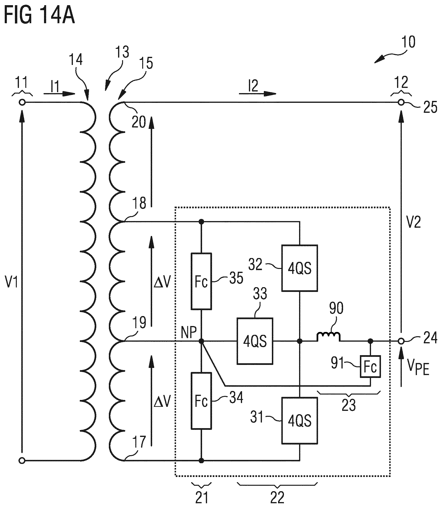 Patent US12316235 Figure 14 – Transformer arrangement and method for voltage conversion including a transformer and a converter coupling