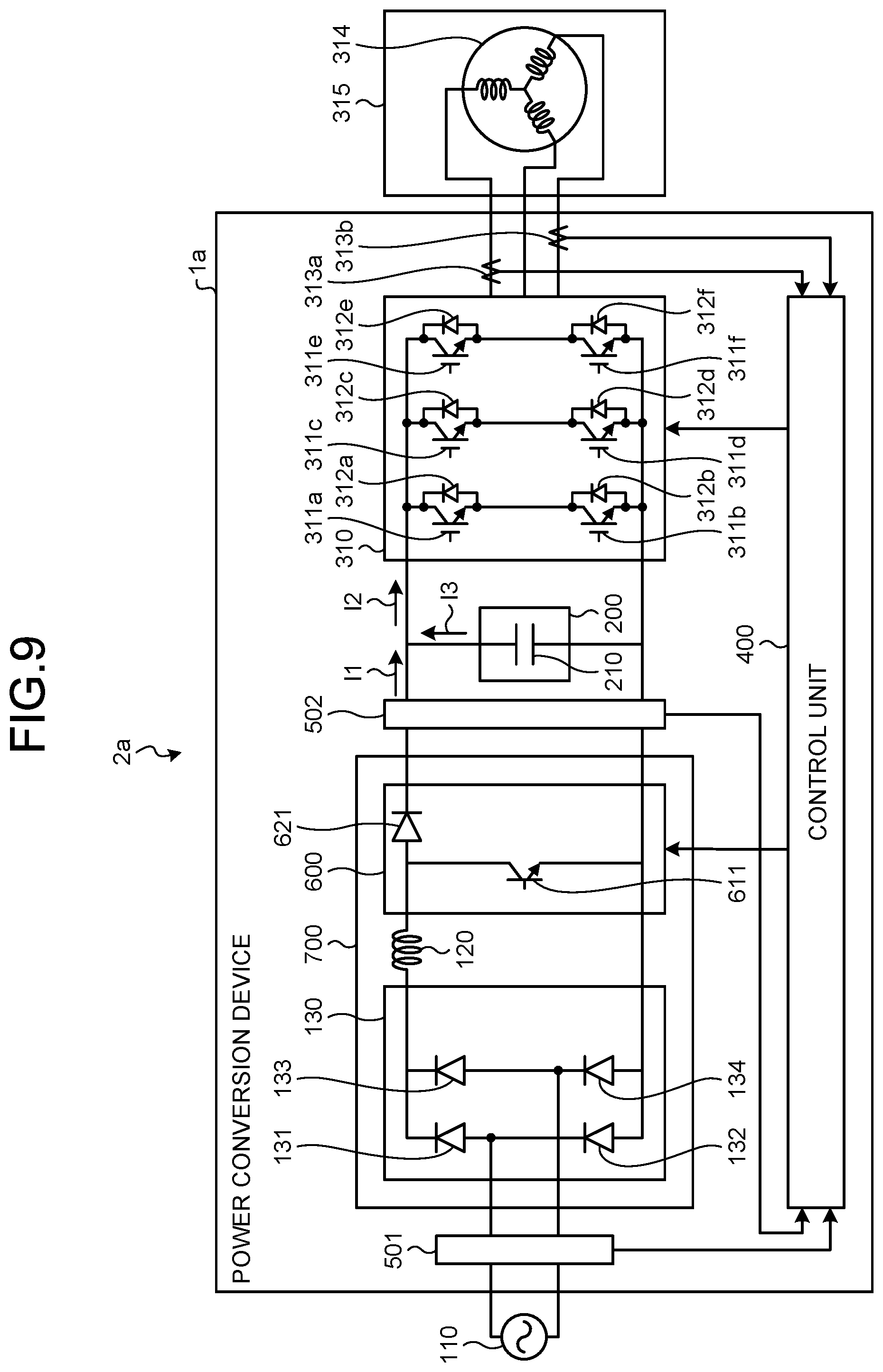 Patent US12316237 Figure 8 – Power conversion device, motor drive unit, and refrigeration cycle apparatus