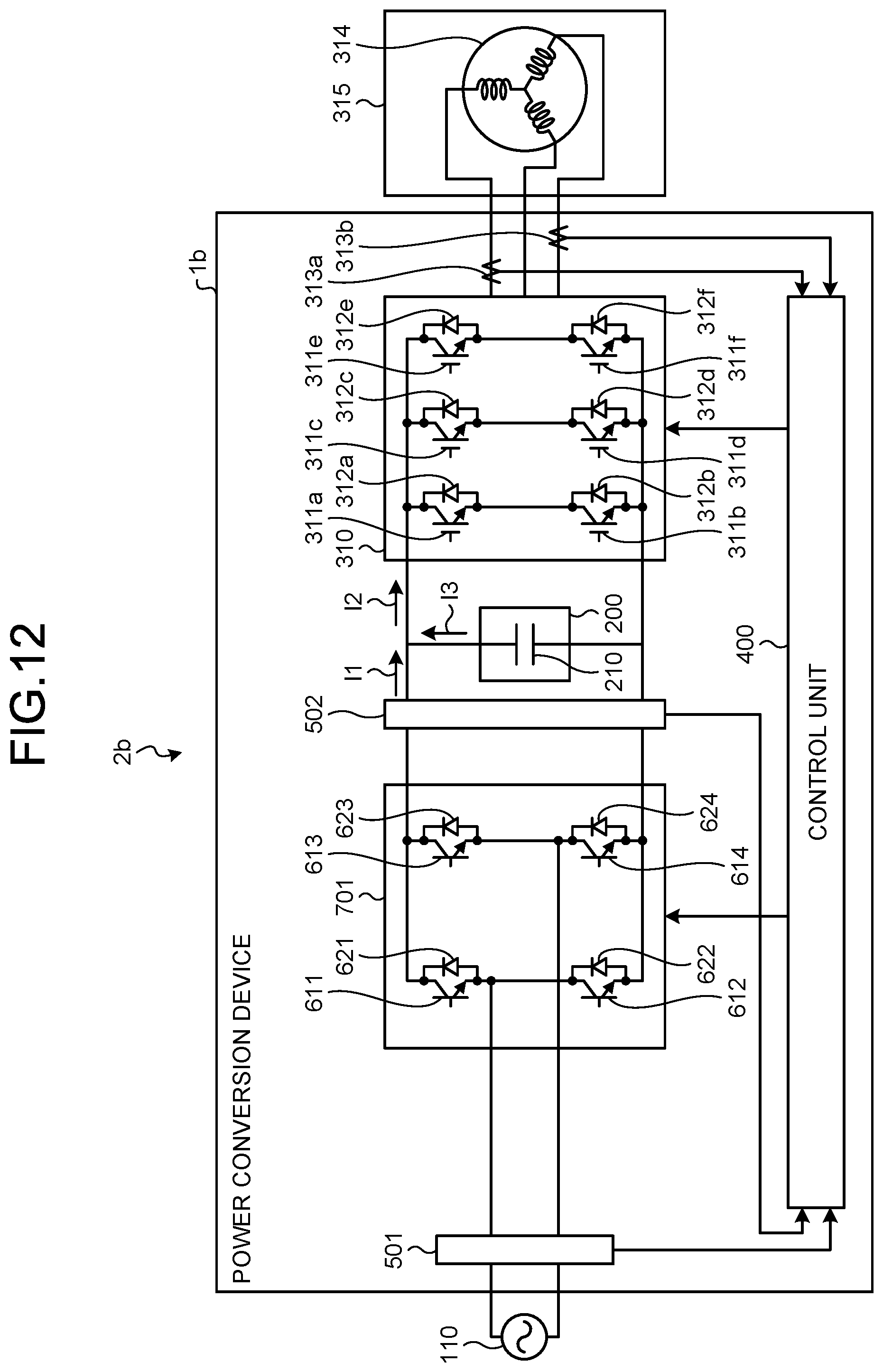 Patent US12316237 Figure 11 – Power conversion device, motor drive unit, and refrigeration cycle apparatus