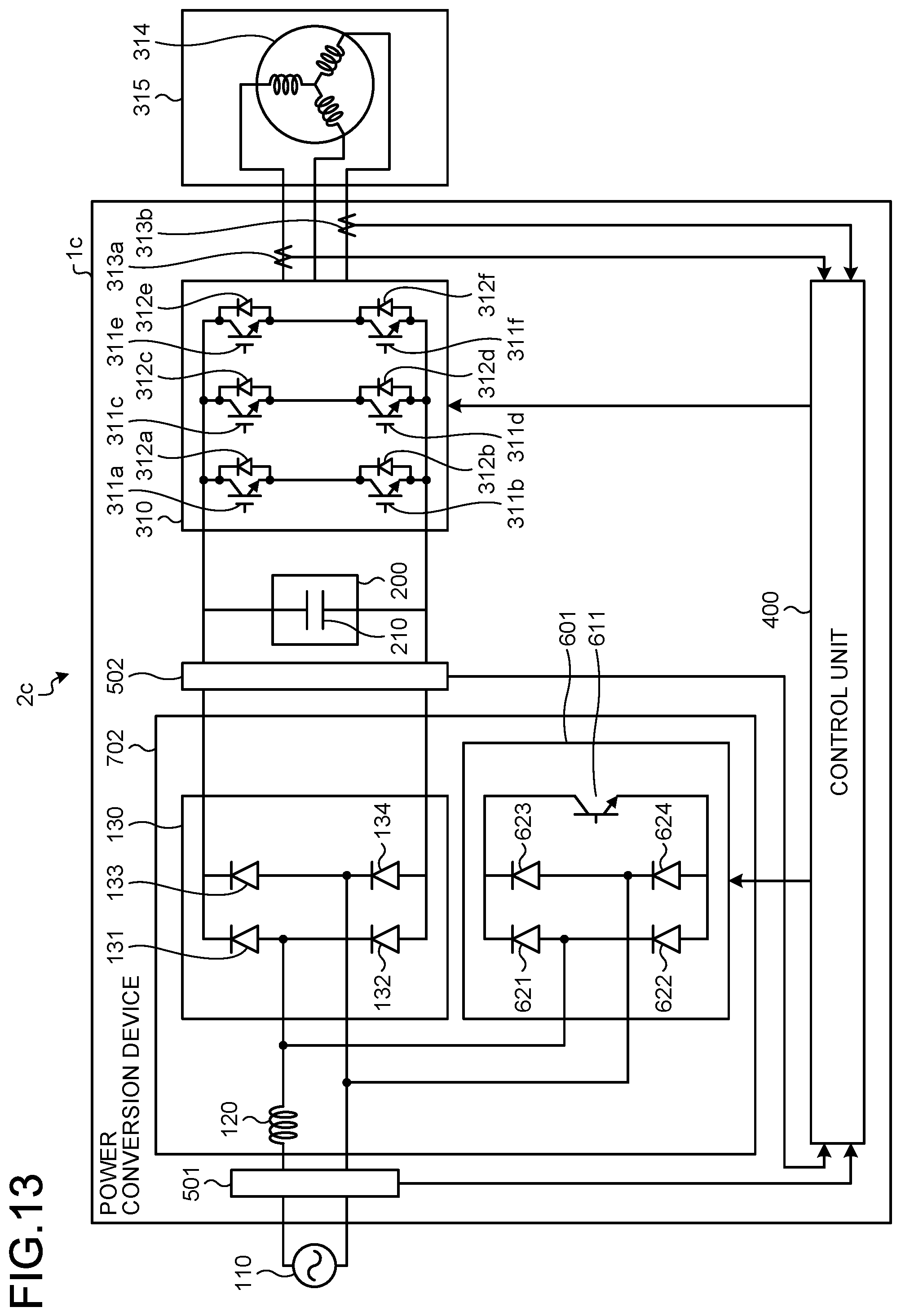 Patent US12316237 Figure 12 – Power conversion device, motor drive unit, and refrigeration cycle apparatus