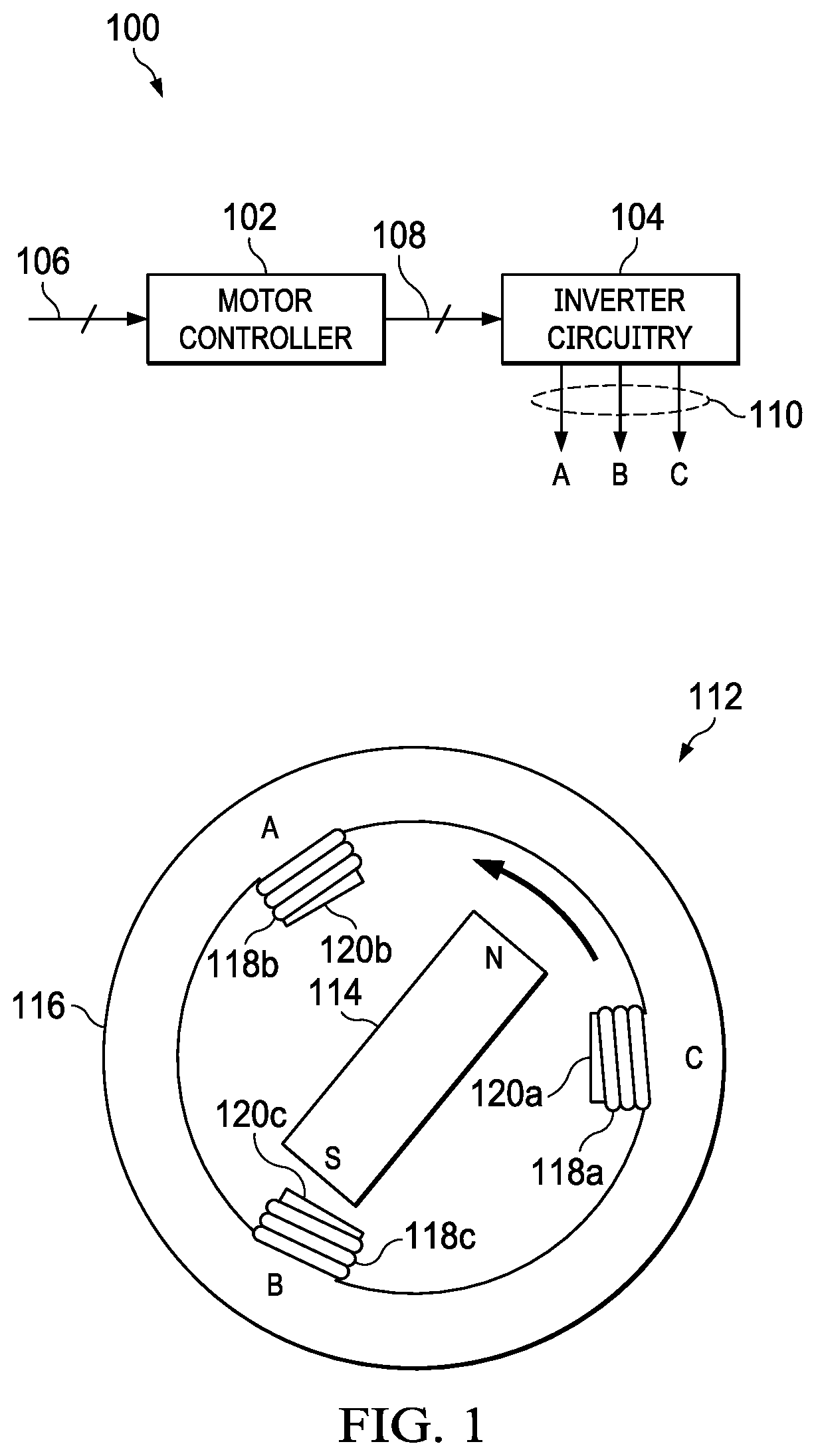 Patent US12316259 Figure 1 – Fast deceleration of PMSM and BLDC motors using recirculation braking