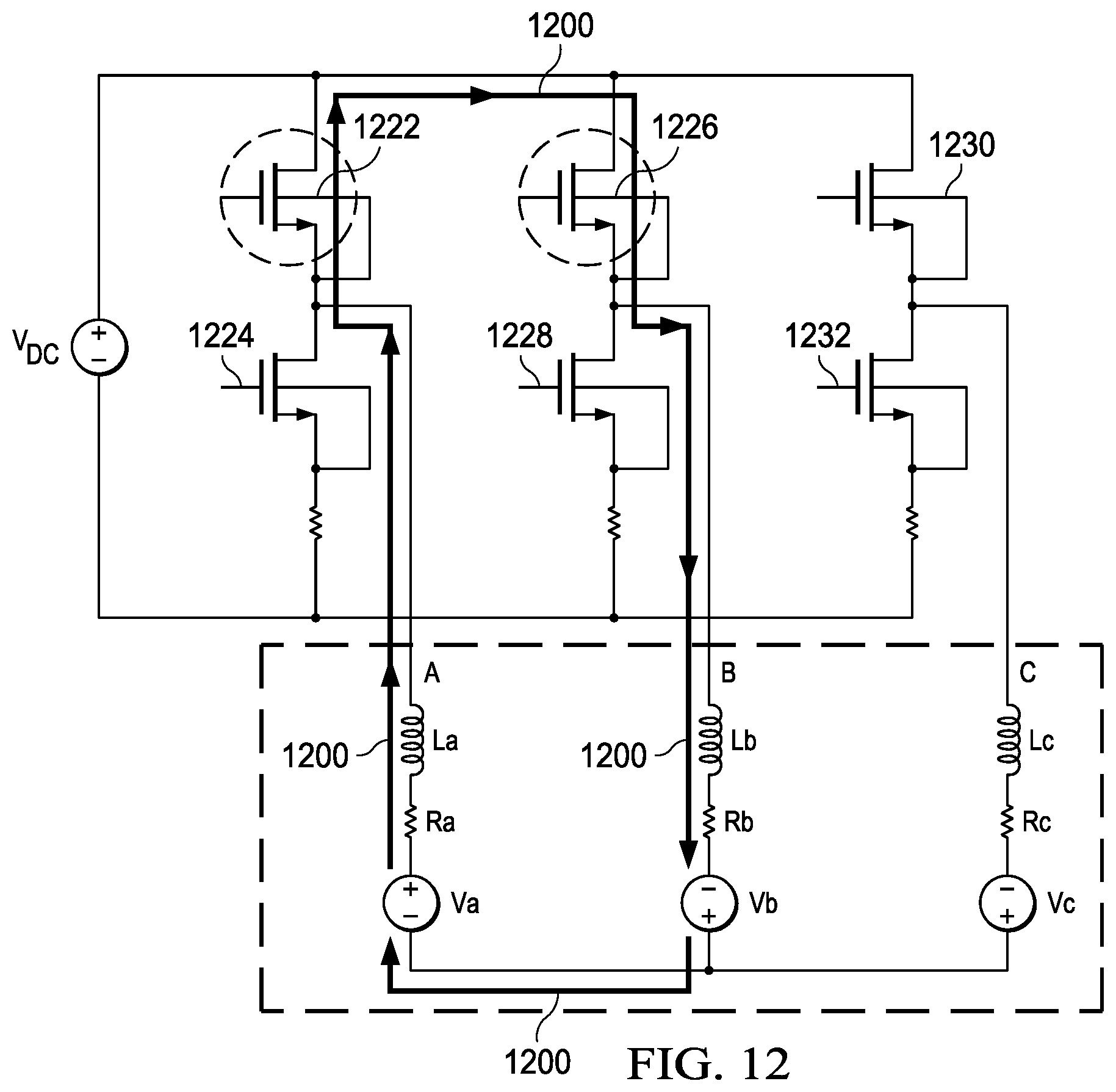 Patent US12316259 Figure 12 – Fast deceleration of PMSM and BLDC motors using recirculation braking