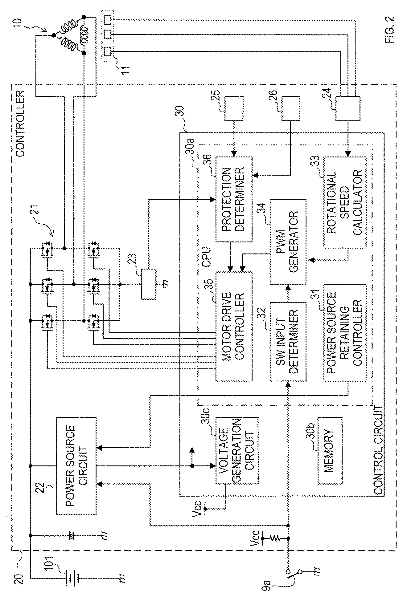 Patent US12316262 Figure 2 – Technique for protecting motor in electric work machine from over temperature