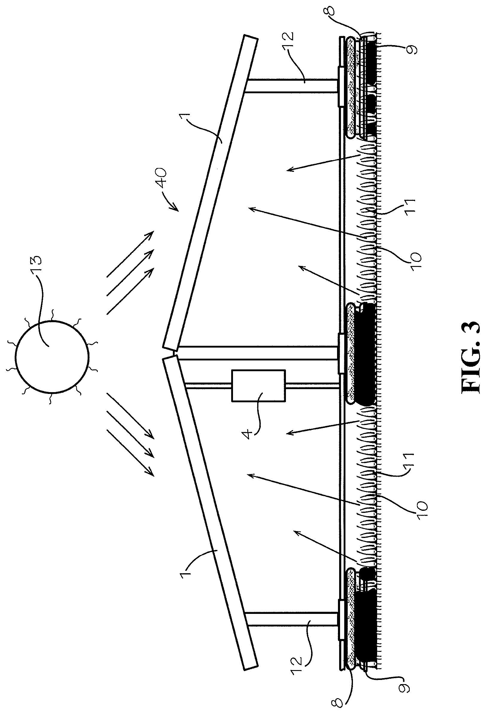 Patent US12316273 Figure 3 – Solar energy system for use with tufted geosynthetics