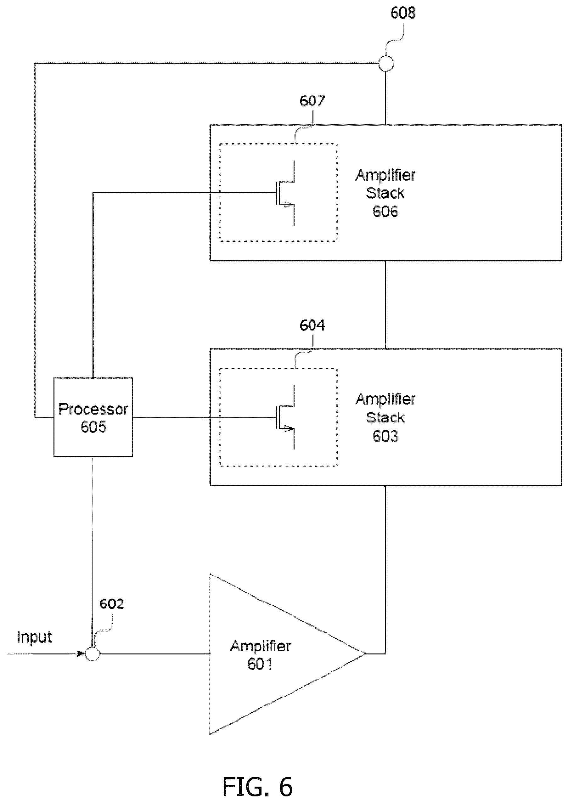 Patent US12316279 Figure 4 – Amplifier circuit with an envelope enhancement