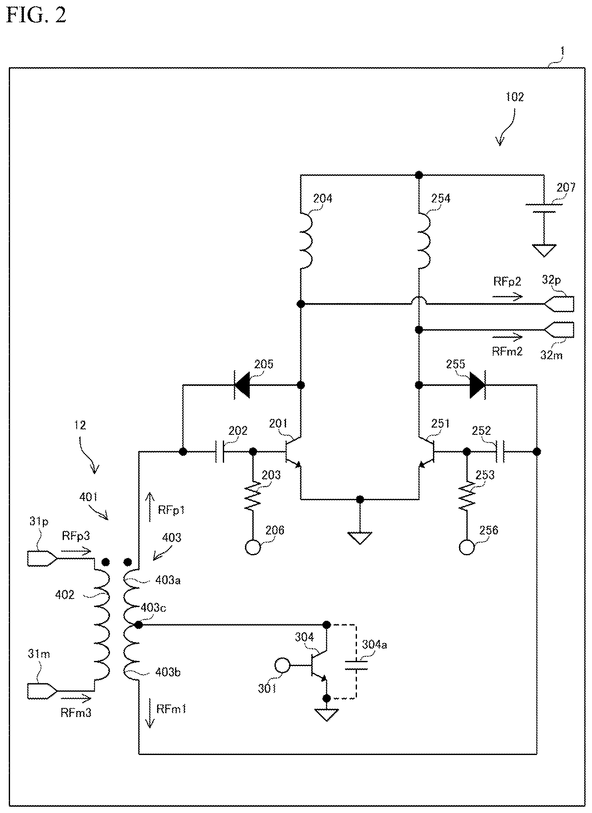 Patent US12316280 Figure 2 – Power amplifier circuit, doherty amplifier circuit, multistage amplifier circuit, and power amplifier apparatus