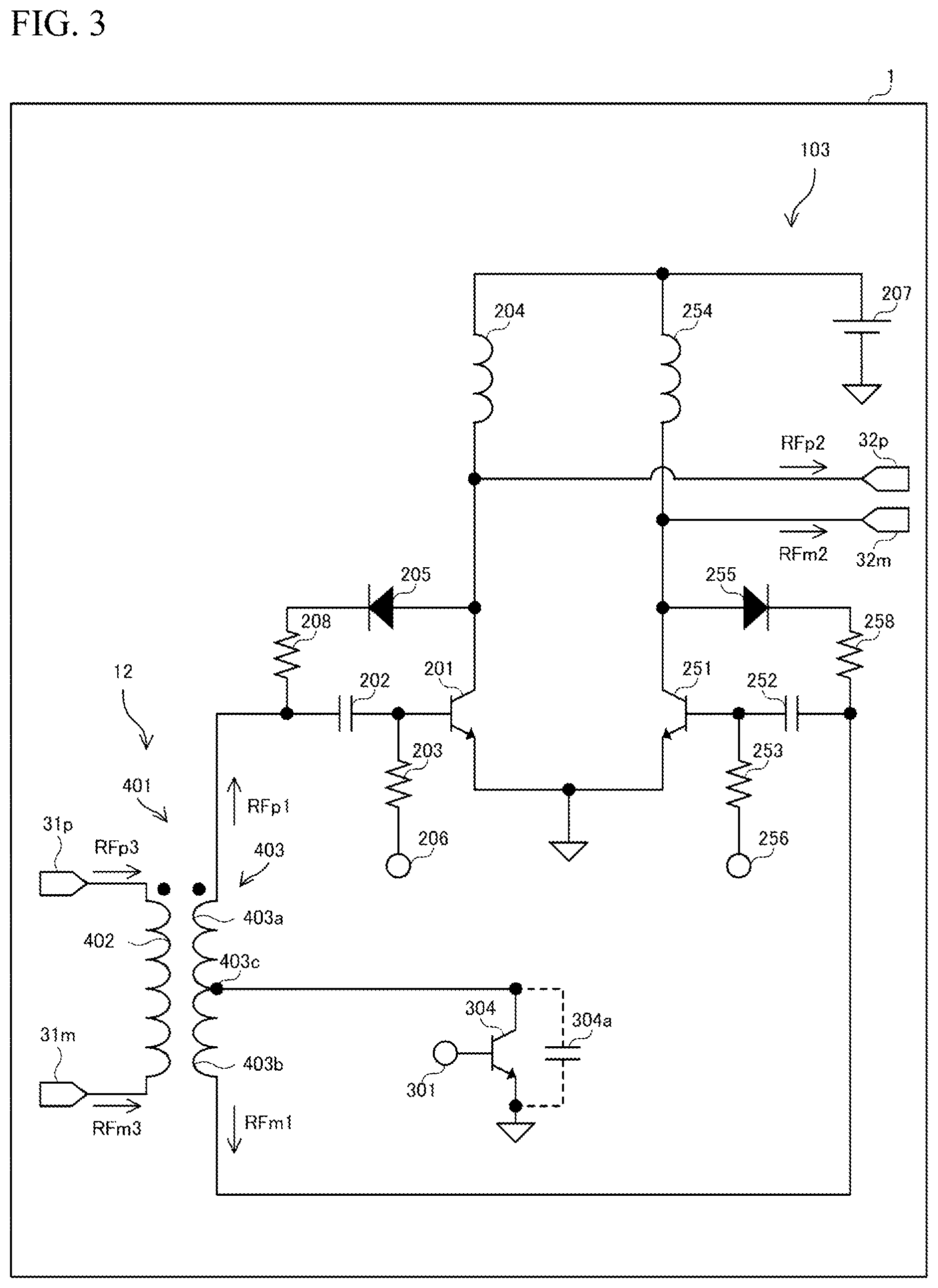 Patent US12316280 Figure 3 – Power amplifier circuit, doherty amplifier circuit, multistage amplifier circuit, and power amplifier apparatus