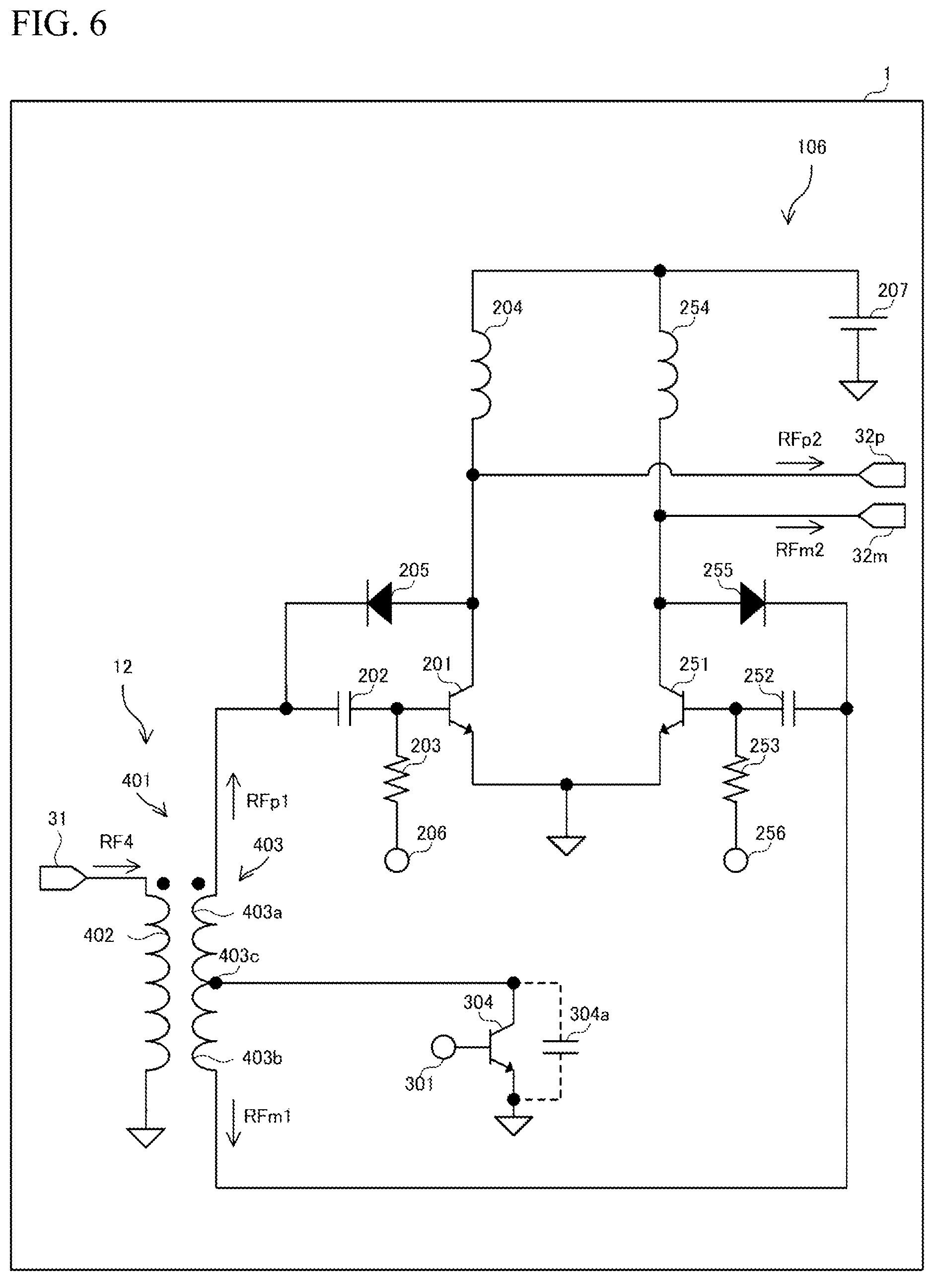 Patent US12316280 Figure 6 – Power amplifier circuit, doherty amplifier circuit, multistage amplifier circuit, and power amplifier apparatus